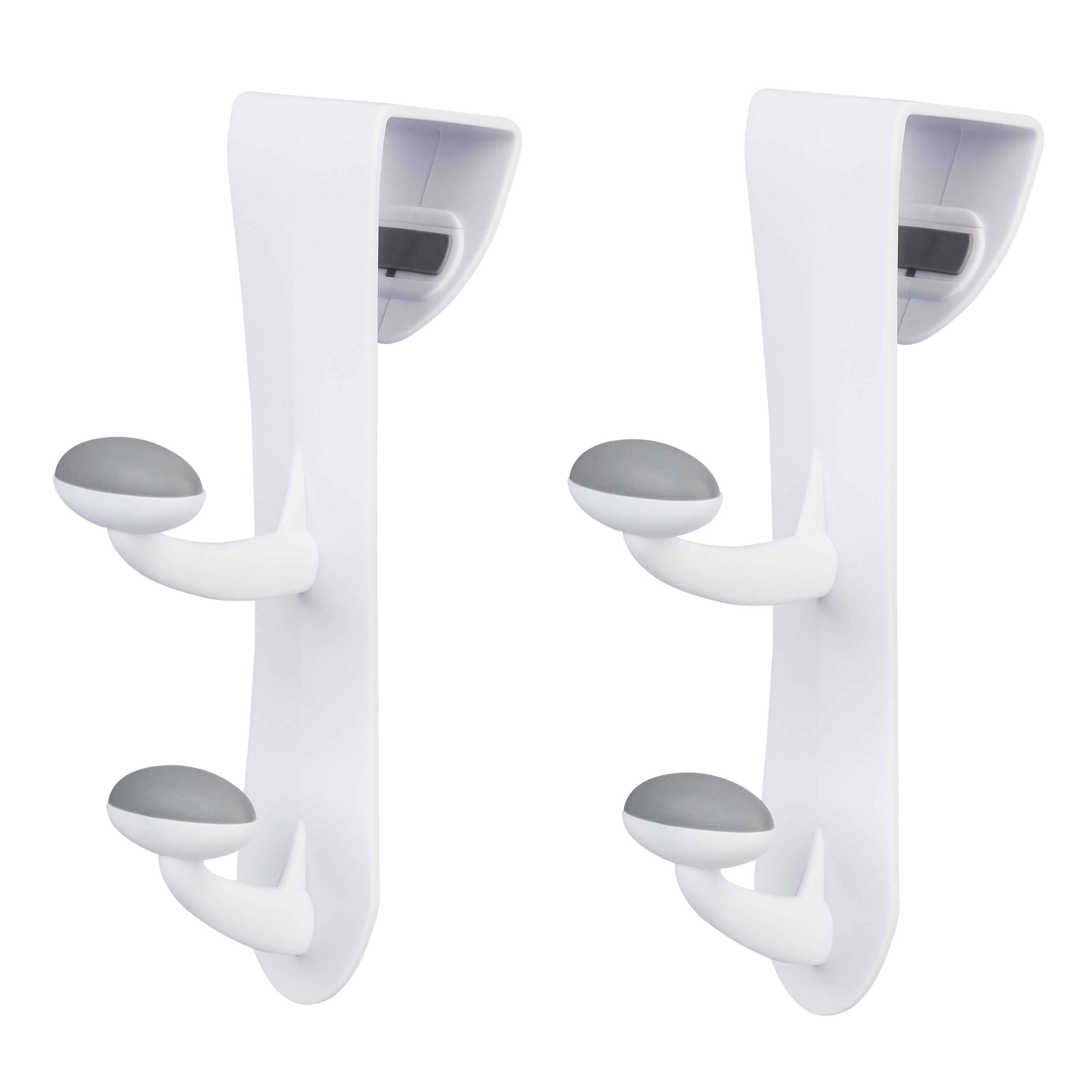 Mainstays Over the Door Rubber Grip Hooks for Closet and Bathroom Storage (White, 2 Pack) l9uys