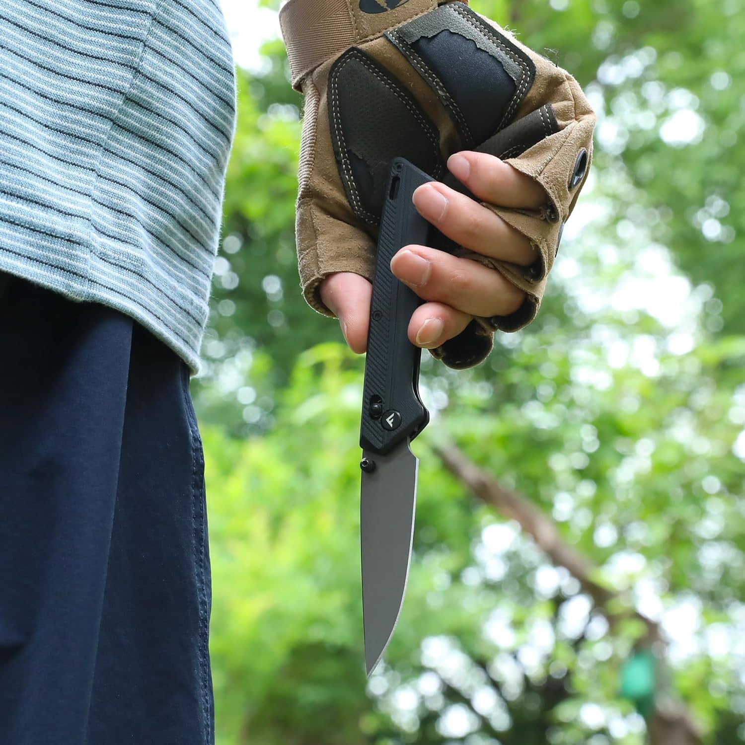 FLISSA Folding Pocket Knife, D2 Steel Blade with G10 Handle, EDC Utility Tool for Camping and Hiking (Black, 4.57 in) 0gqxu