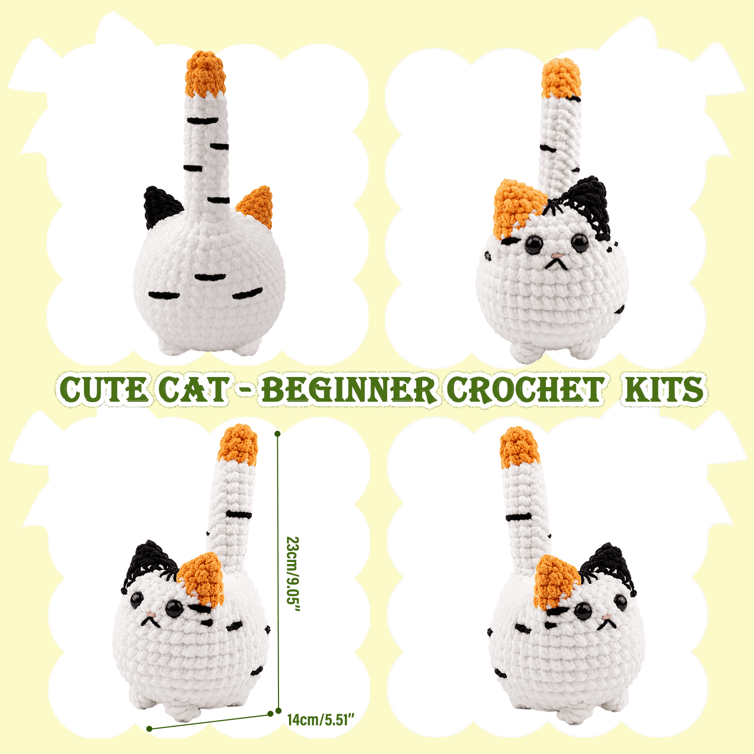 Yarniss Crochet Kit for Beginners (Big Calico Cat, 1 Pack) msvdw