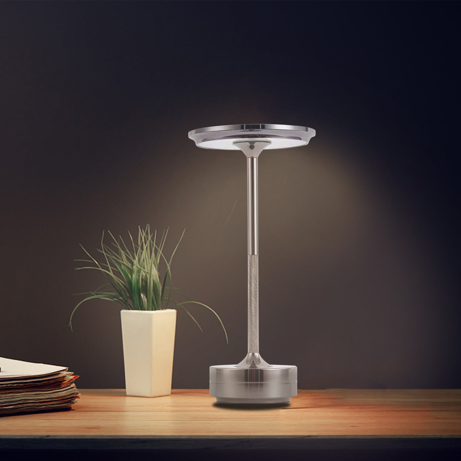 Wovilon LED Desk Lamp Japanese Retro Style Rechargeable Cordless Night Light (Clear, 10 in) wn1qx