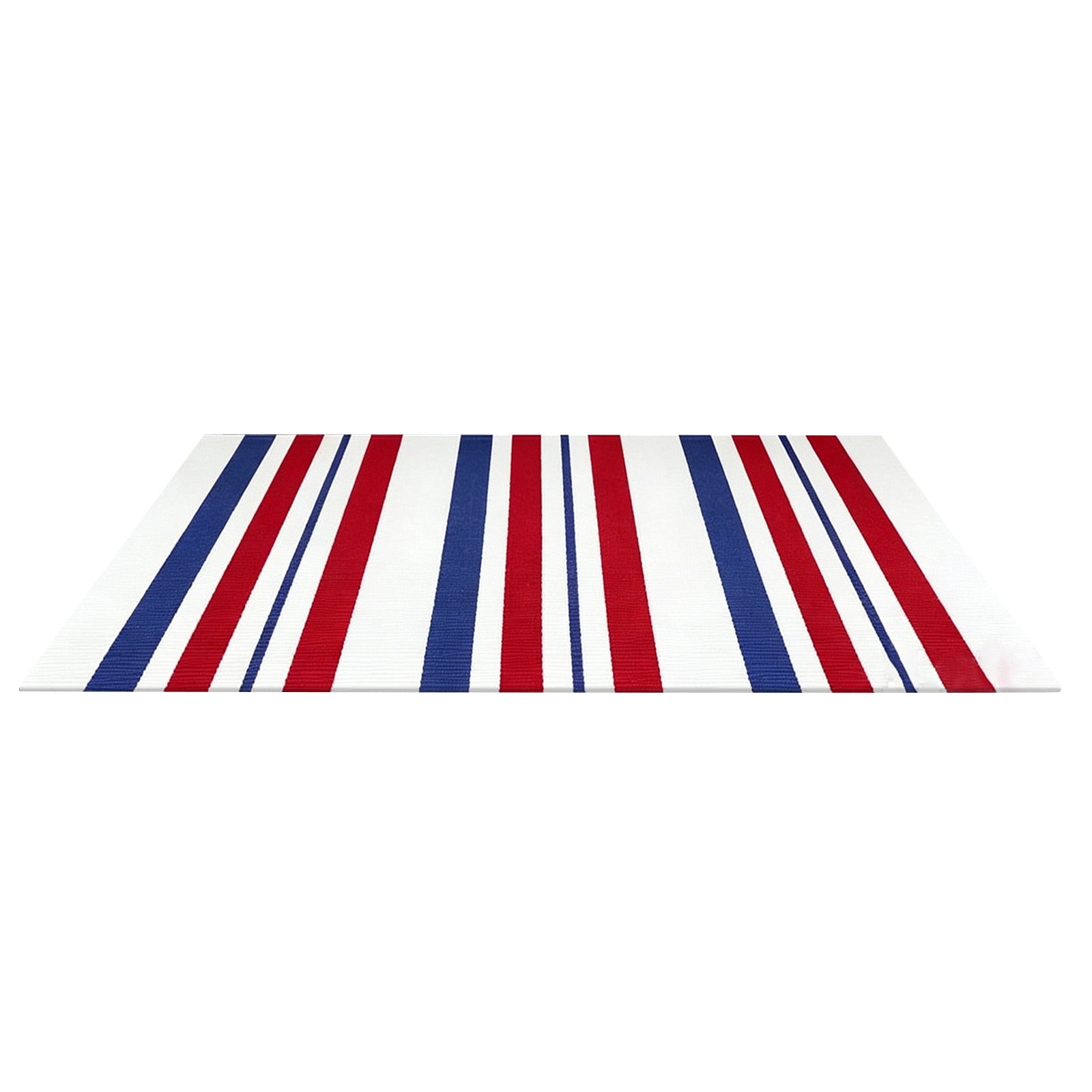 Drmagihm Patriotic Outdoor Mat, Reversible Red White Blue Stripe Rug for RV Camping, Picnic, and Porch (31.5 in x 47.3 in) q2335