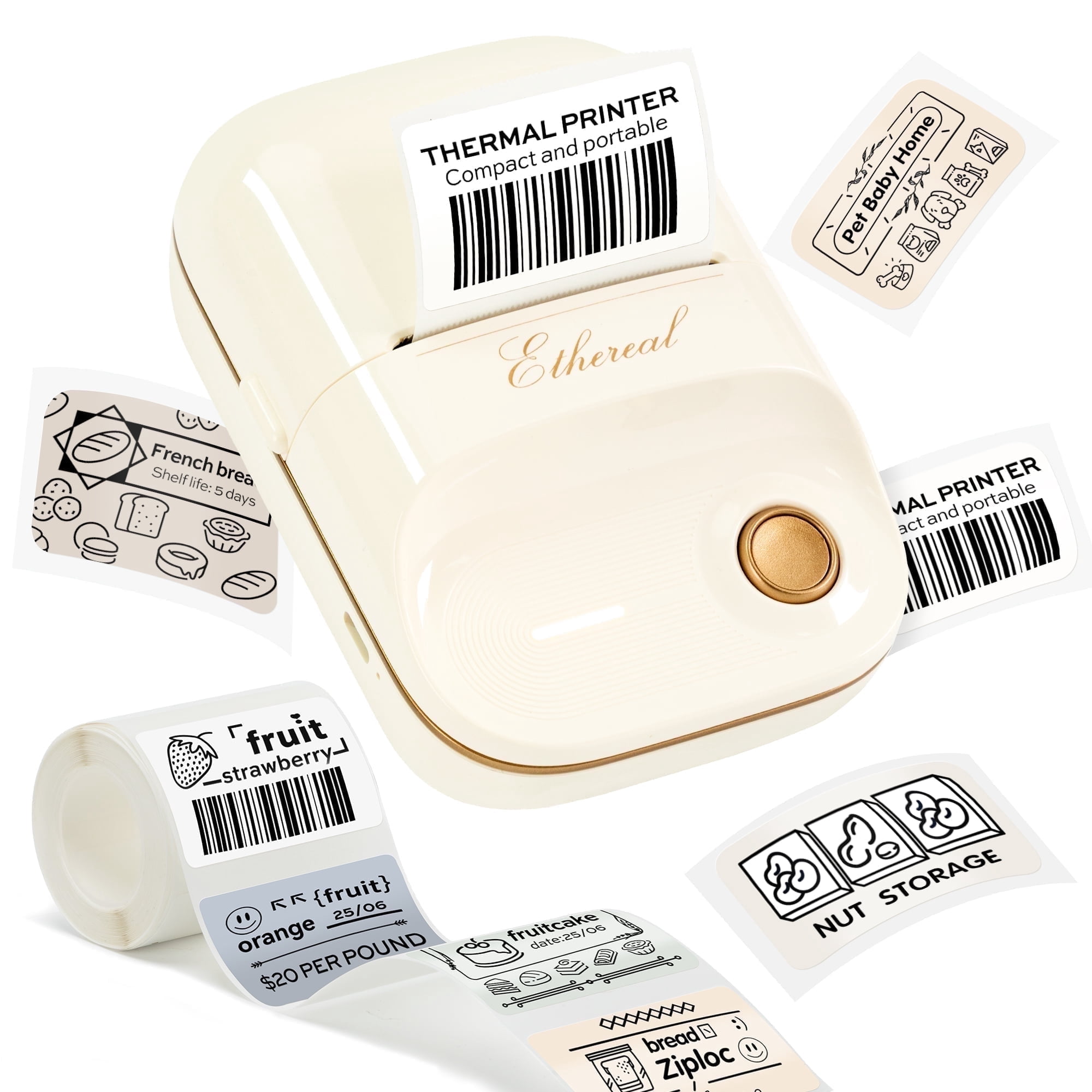 NOVODESK Portable Bluetooth Label Maker Machine, Thermal Printer for Small Business and Home Organization (Milky White, 2 in) 3v3vy
