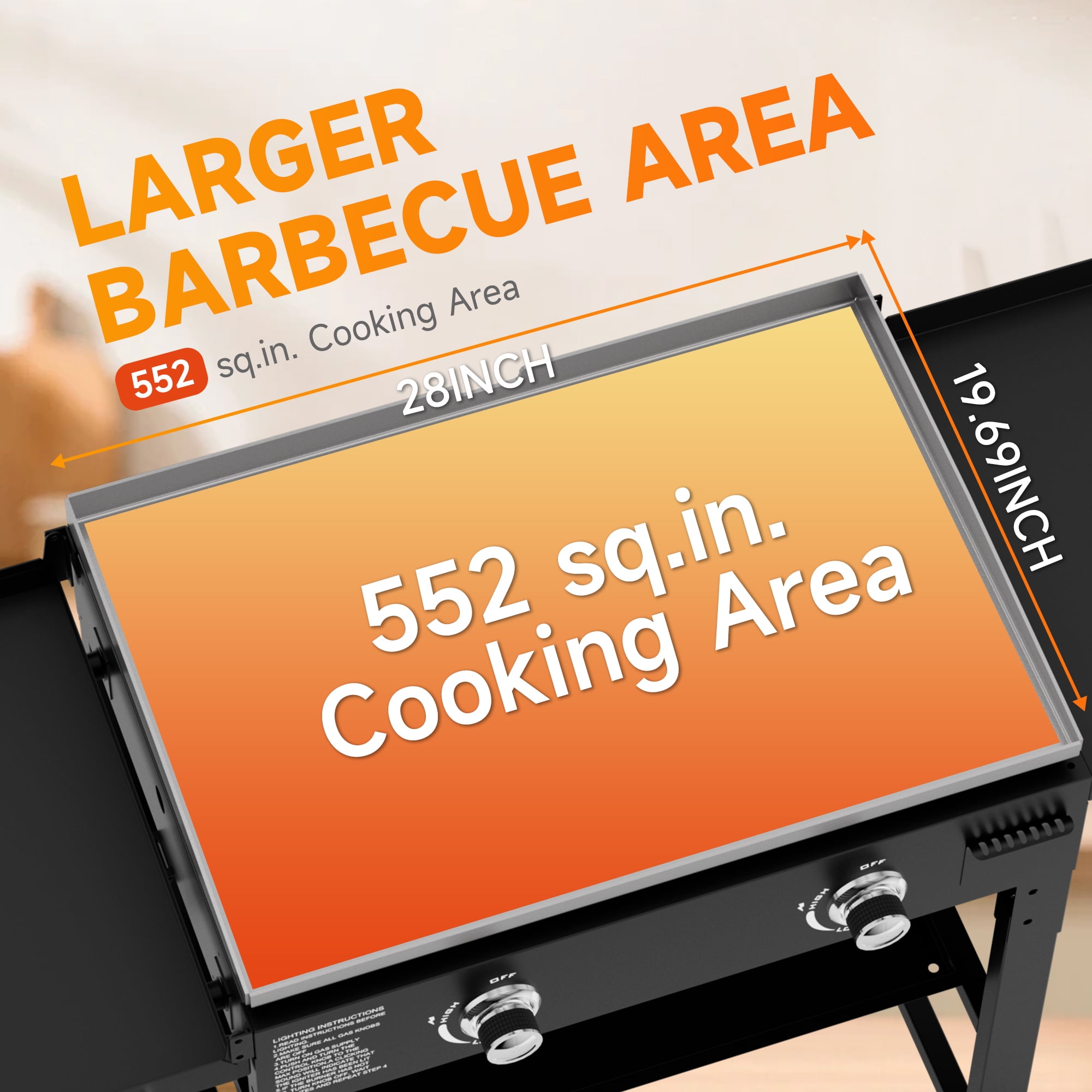 SKOK 28-inch Outdoor Propane Flat Top Gas Griddle (Black, 2-Burner Portable Grill) 0i8m2