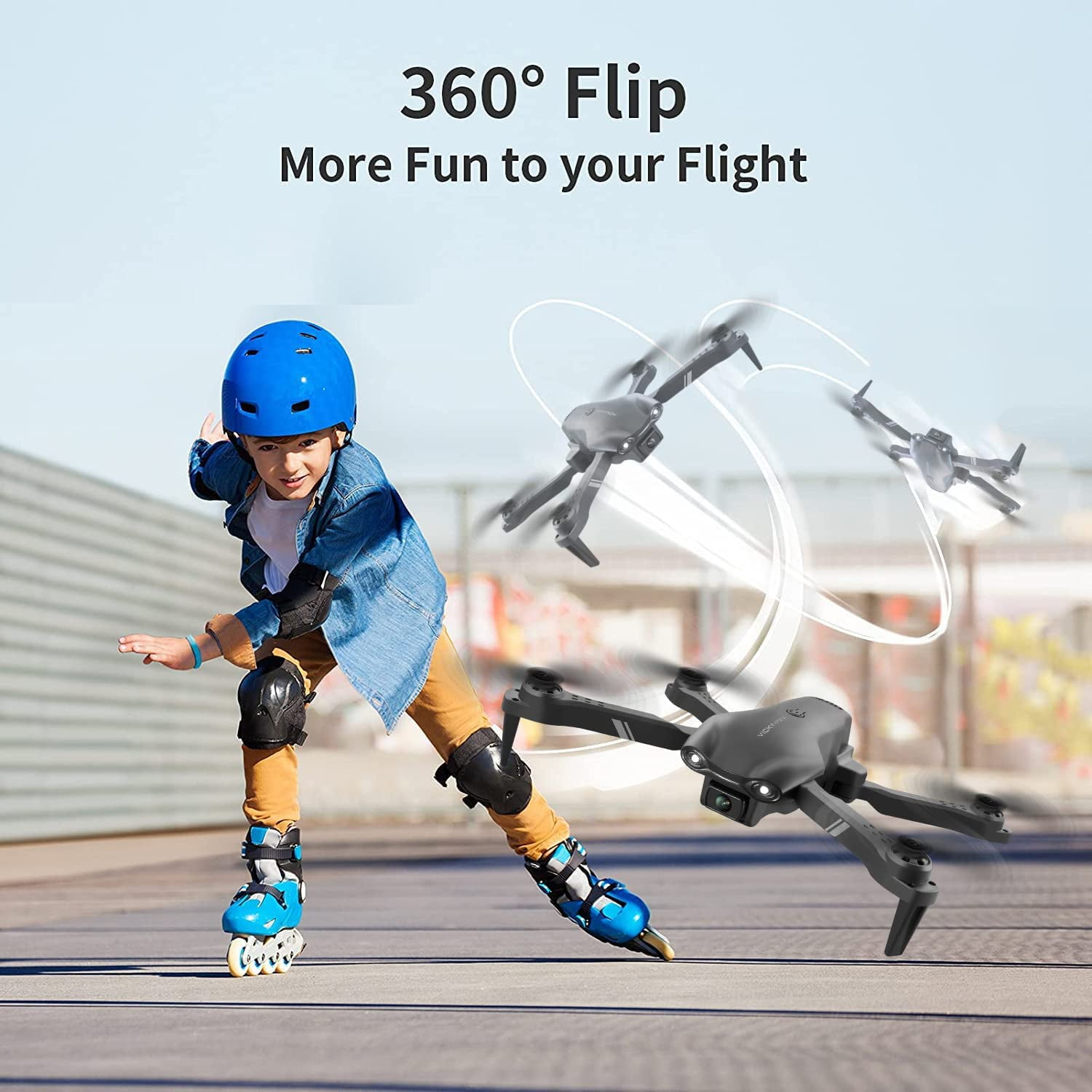 Eoyeskido FPV RC Quadcopter Drone with 1080P HD Camera, Optical Flow Sensor, and LED Lights (Black, 2 Batteries) zi2en