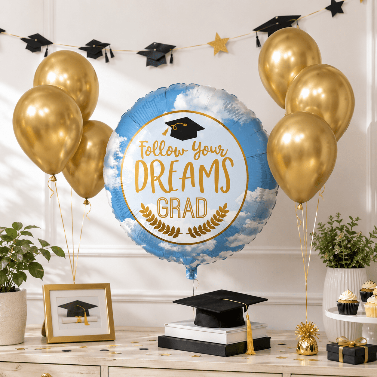 LoonBalloon Graduation Party Balloon Set (Blue, 18 in, 7 Piece) fjxlf