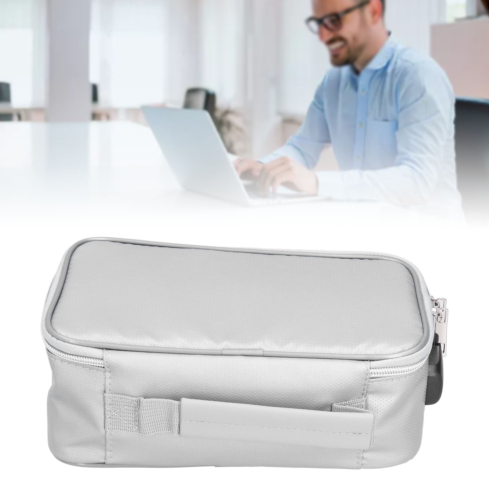 LYUMO Fireproof Document Storage Bag, Waterproof Zippered Security Pouch for Home Office and Travel (Silver, 9.4 x 5.5 x 2.8 in) l1l9i