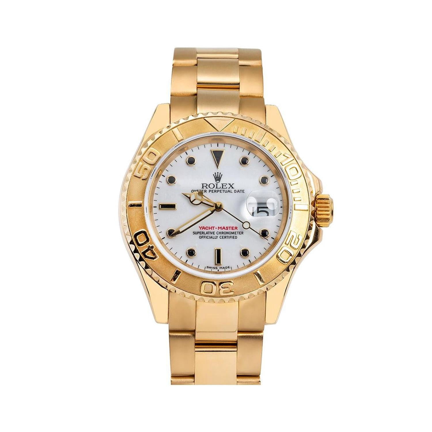 Rolex Yacht-Master 40mm 16628 Luxury Watch White Dial 18K Yellow Gold Oyster Bracelet (40mm) pa4dz