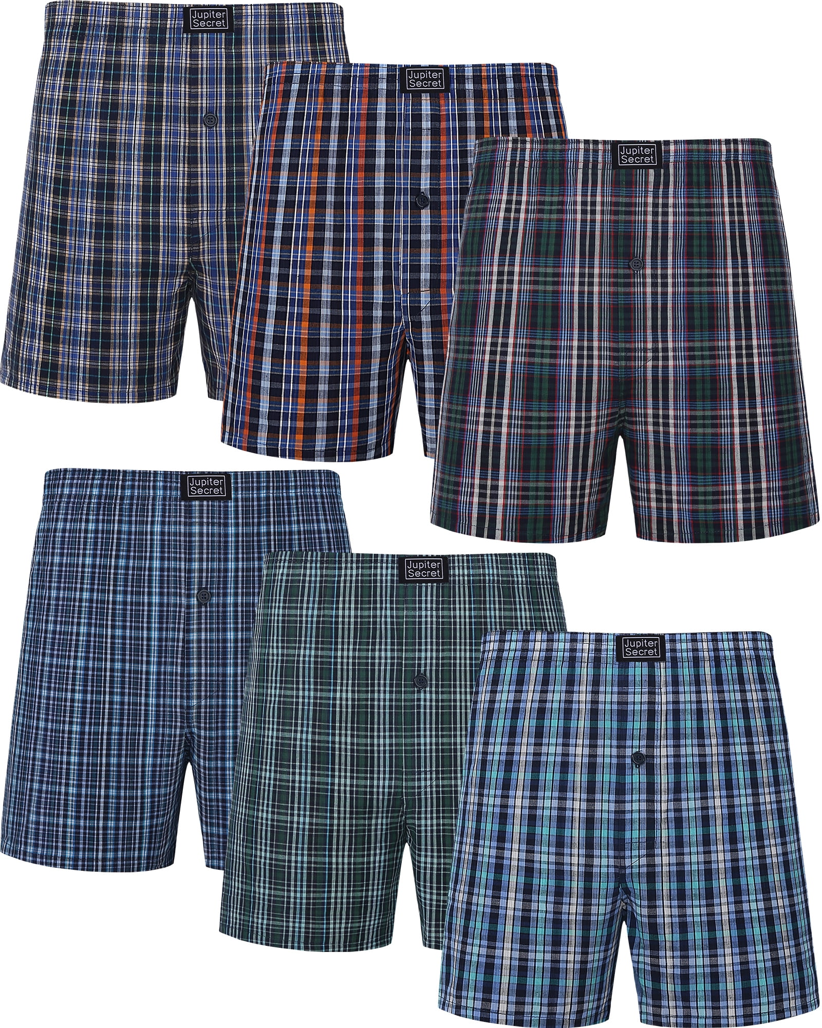Onimisc Men's Woven Boxer Shorts Breathable Cotton Underwear (Assorted Colors, 6 Pack) d793w