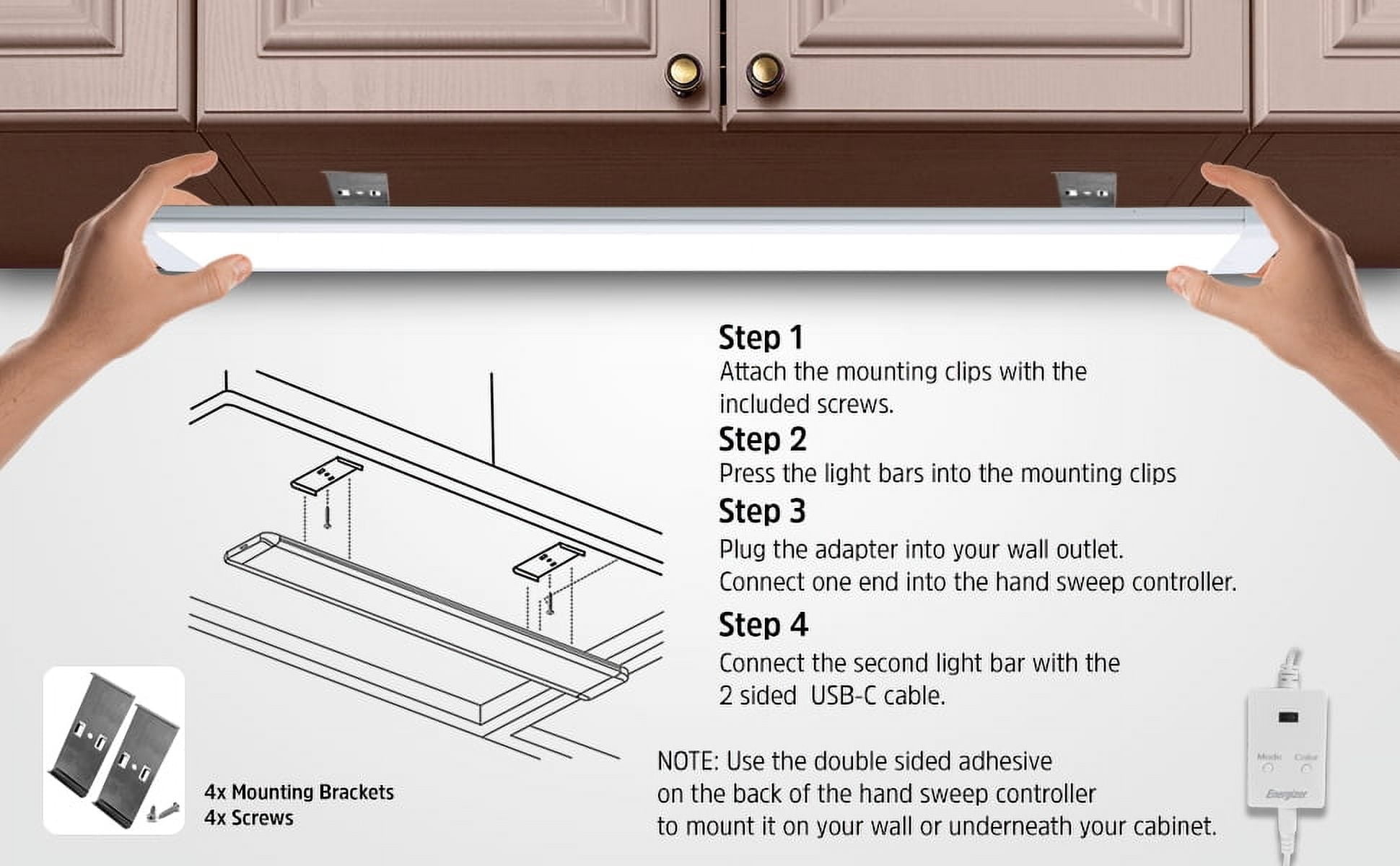 Energizer Smart Under Cabinet LED Light Bars with RGB and Multi-White Lighting (White, 2-Pack, 12 in) jane3