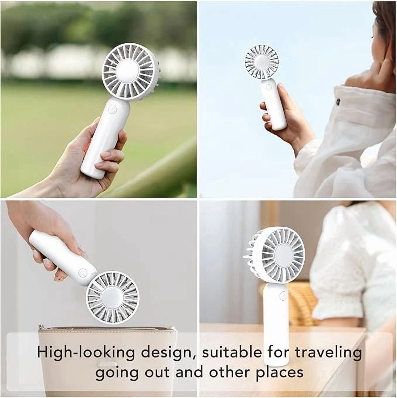 VAULT Handheld Fan Rechargeable Mini Portable Cooling Fan (White, 6 in) fkeif