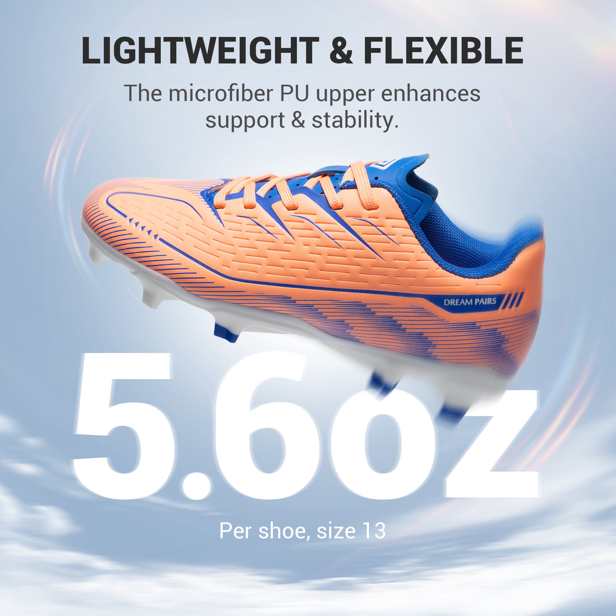 Dream Pairs Kids Multi Ground Soccer Cleats Athletic Football Shoes (Orange, 13 US Little Kid) uoocw