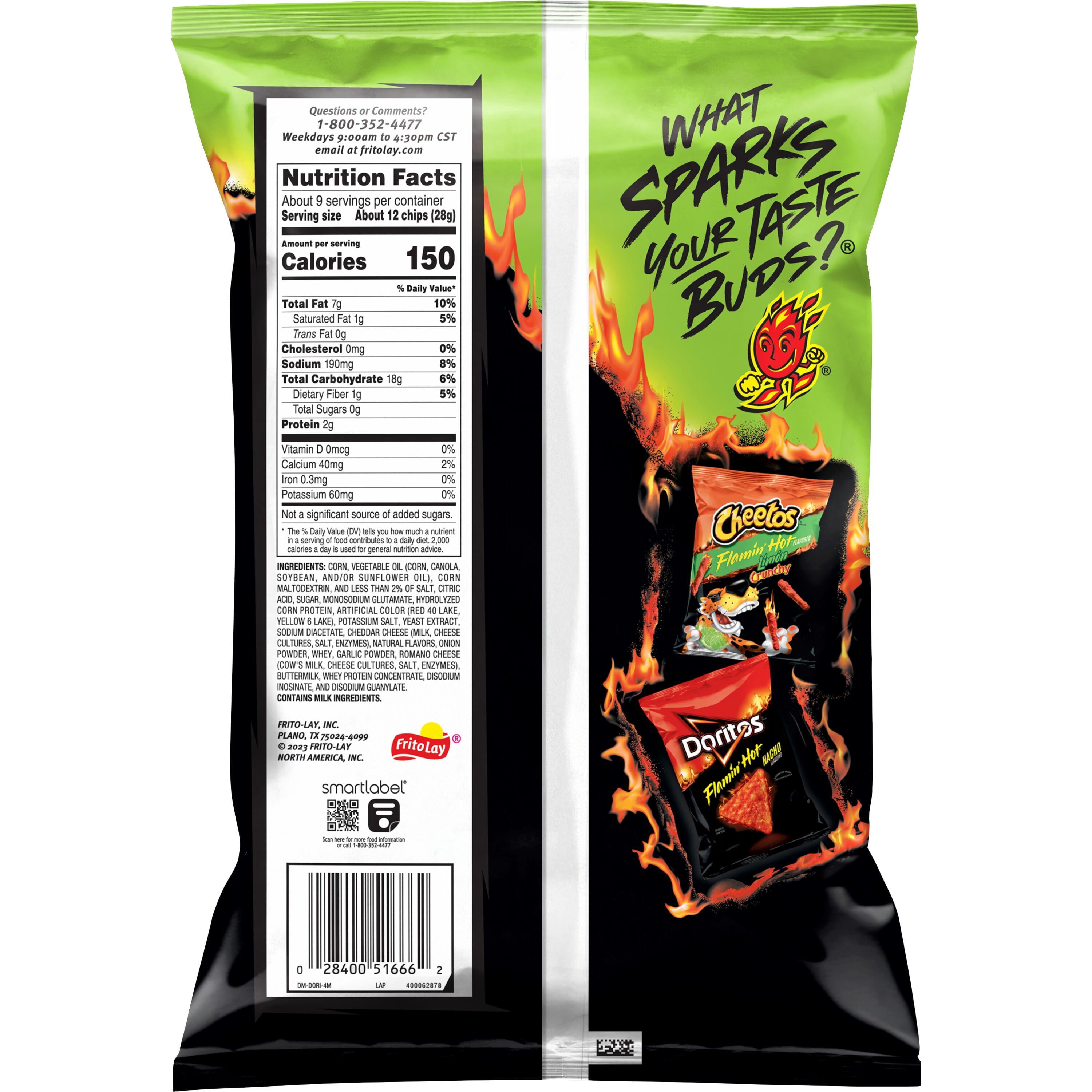 Doritos Flamin' Hot Limon Tortilla Chips, Spicy Lime Flavored Snack (9.25 oz) zg1t9