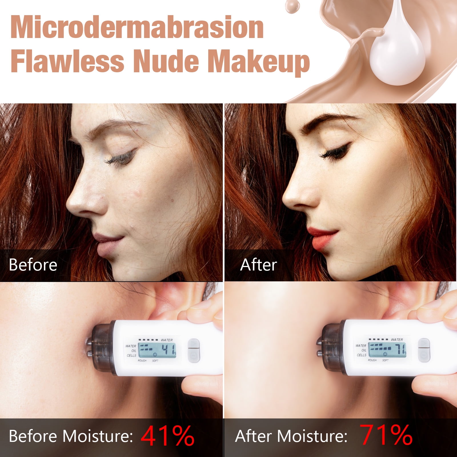 ALIVER Color Changing Liquid Foundation with Makeup Brush (Warm Skin Tone, 1.0 fl oz) g2eh7