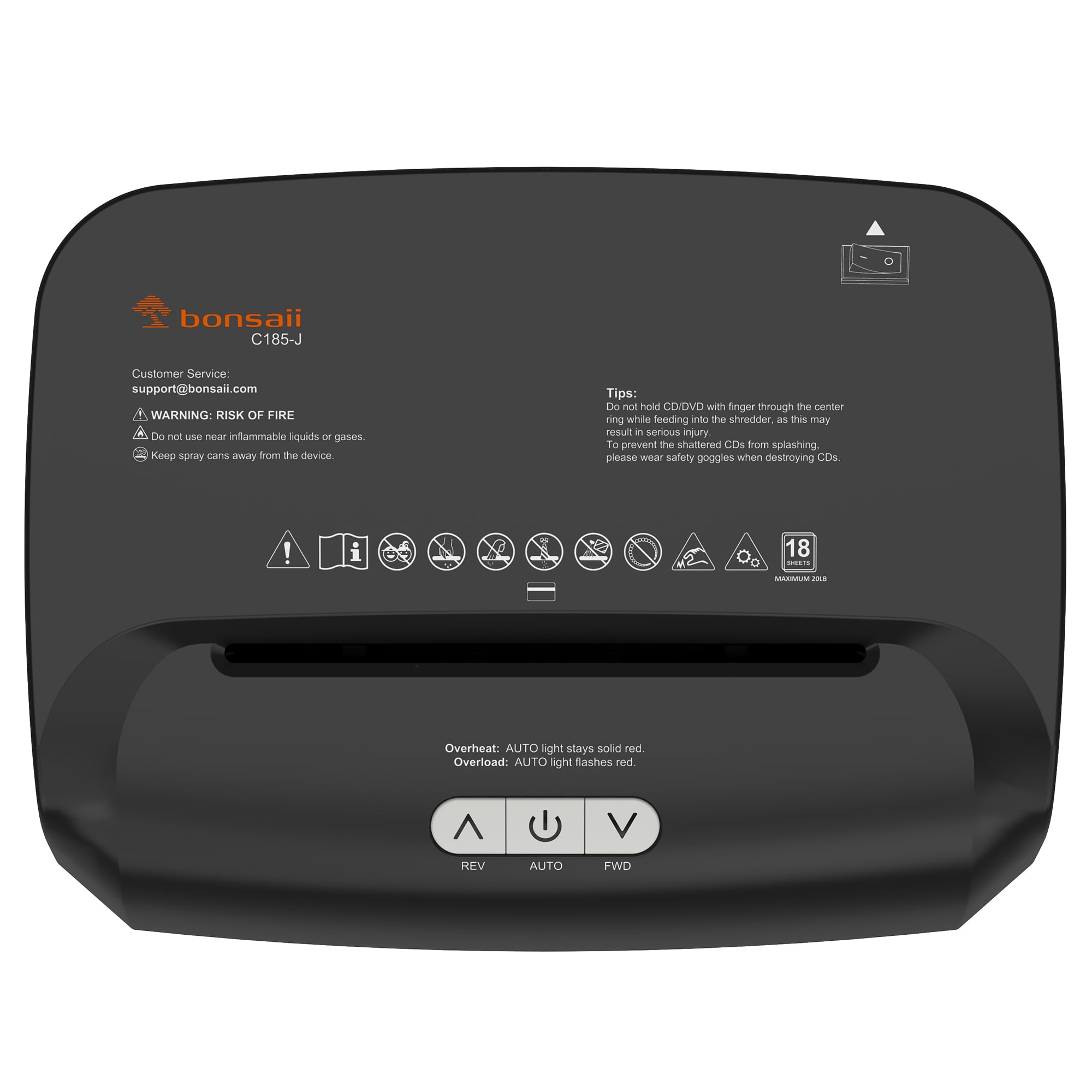 Bonsaii C185-J 18-Sheet Cross-Cut Paper Shredder (Black, 6.1 Gallon Bin) oe01s