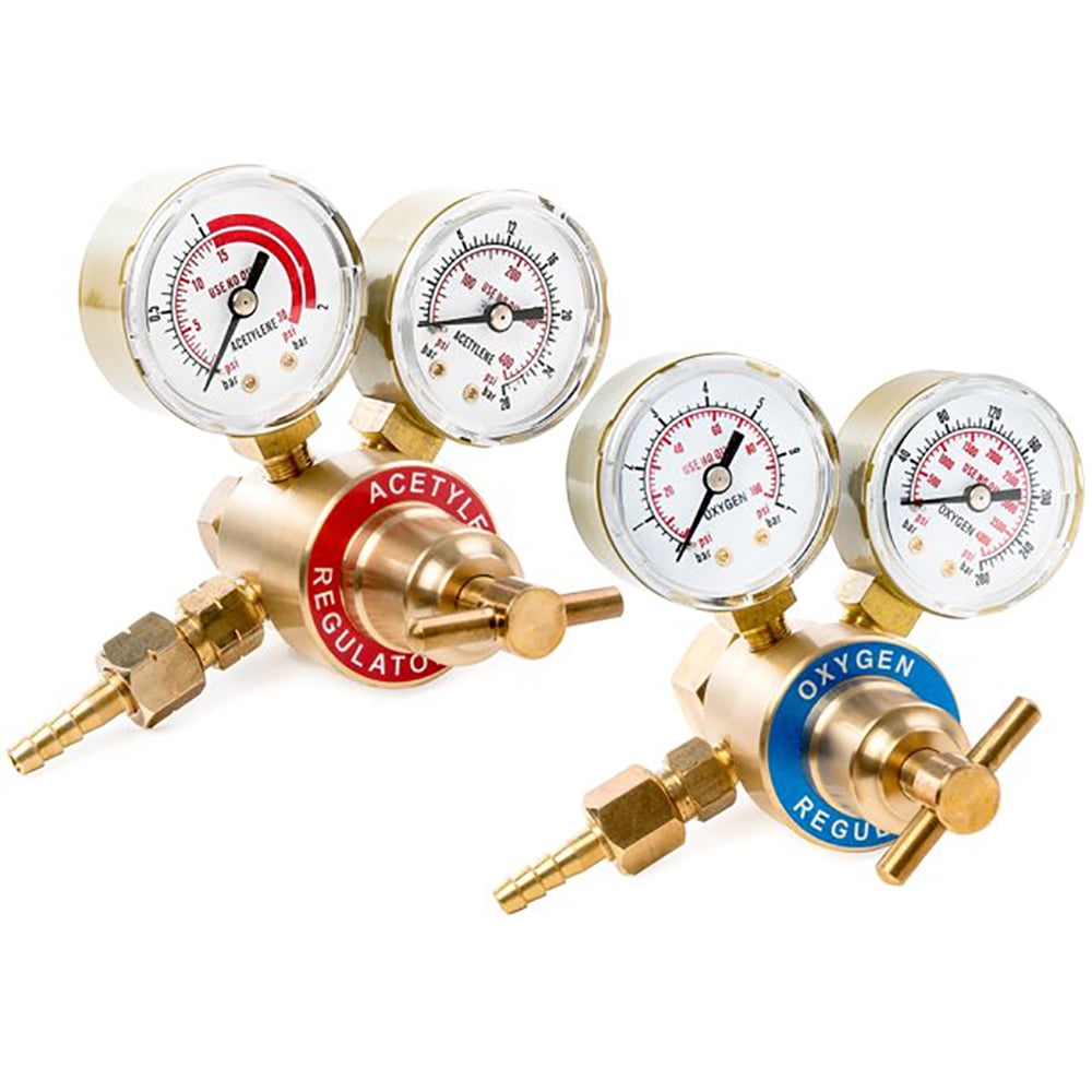 iMeshbean Dual Gauge Oxygen and Acetylene Regulator Set for Welding and Cutting (Solid Brass, CGA540 and CGA200 Fittings) orpr6