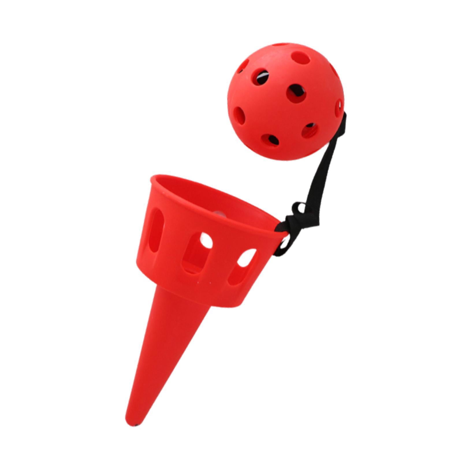 HILABEE Catching Ball Game Launcher Set, Interactive Outdoor Backyard Toy for Kids and Adults (Red, 6.5 in) ty3tb