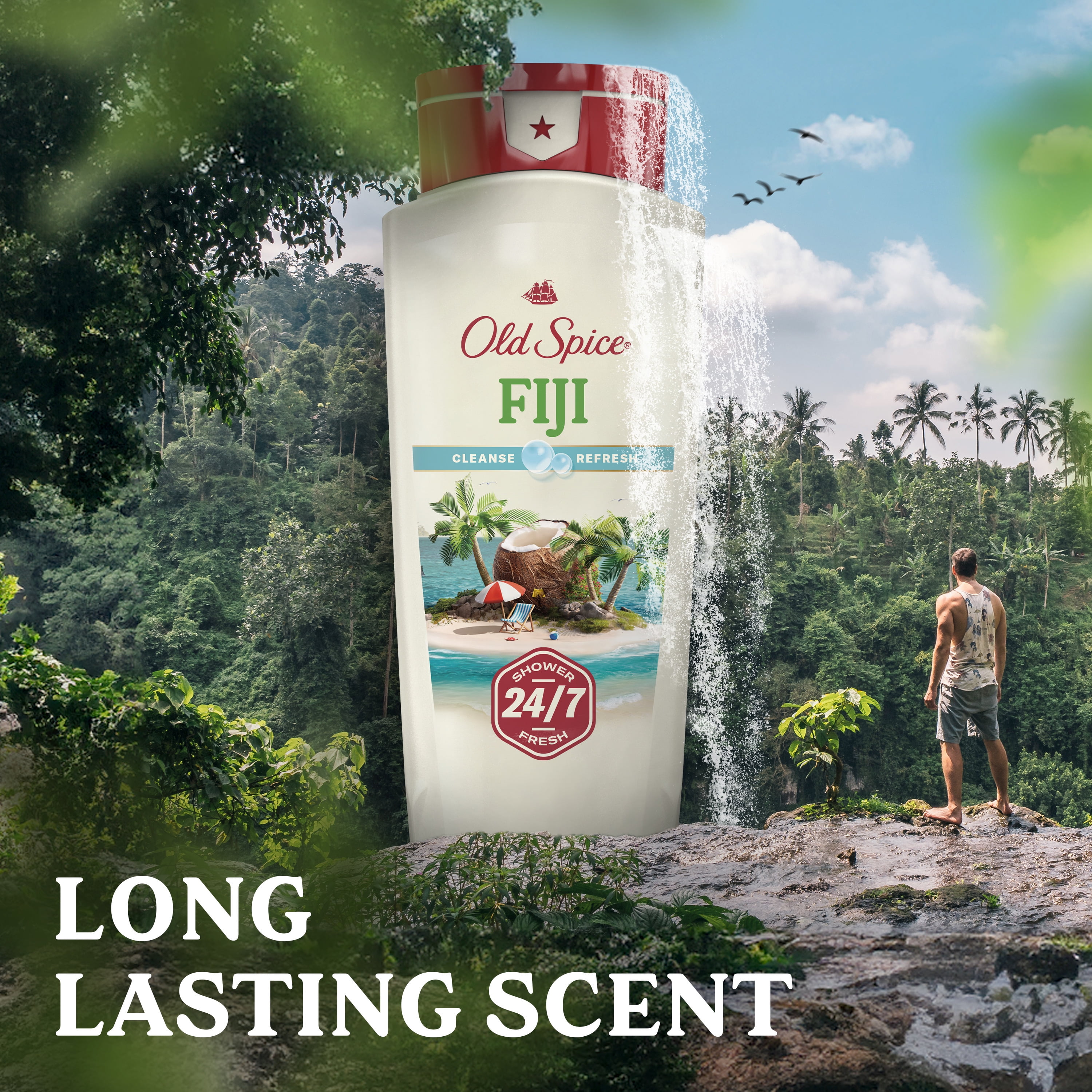 Old Spice Fiji Body Wash for Men, Long-Lasting Scent with Coconut and Lavender (18 fl oz) 3lxiv