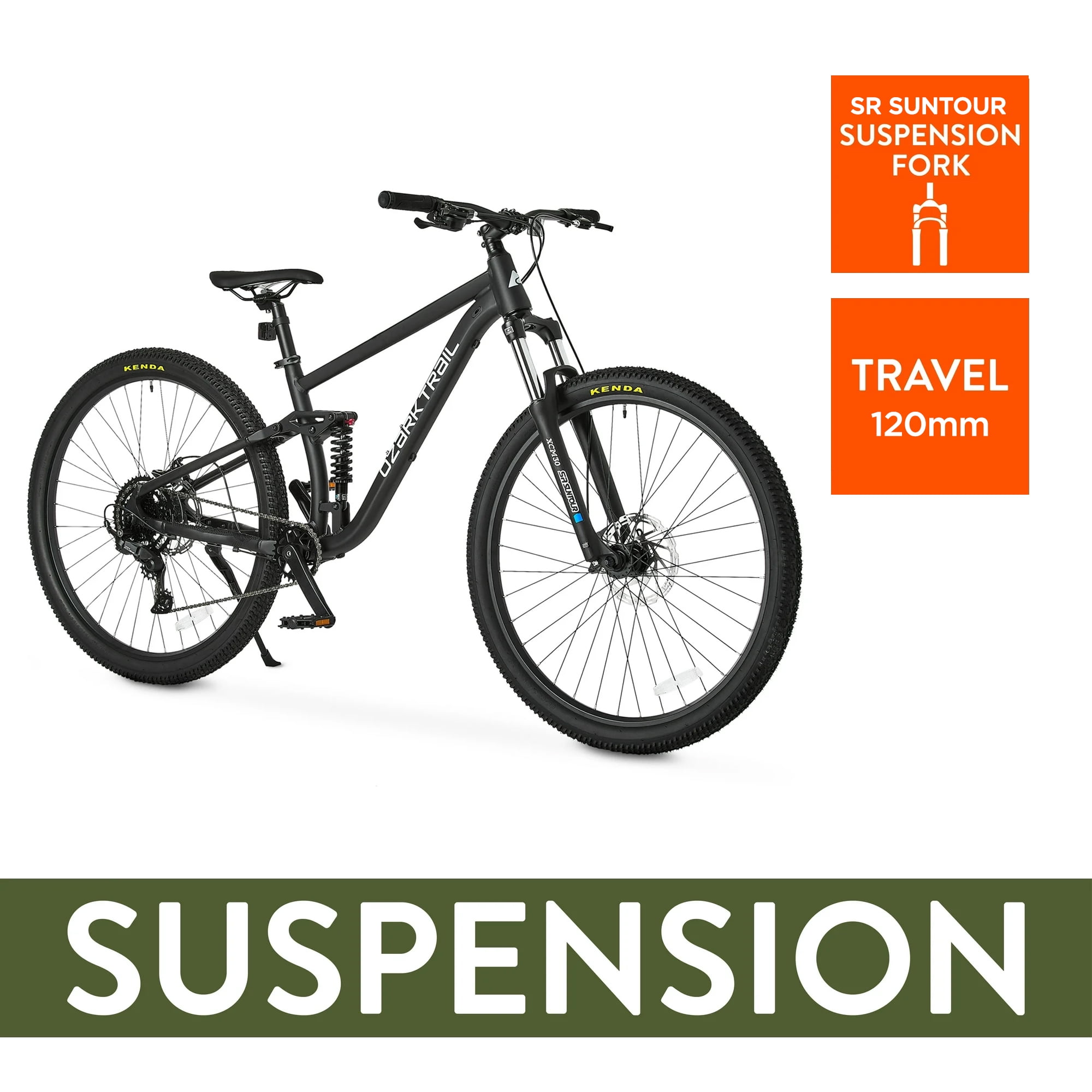 Ozark Trail 29 in FS.2 Slalom Full Suspension Mountain Bike (Black, Medium Frame) nxb8o