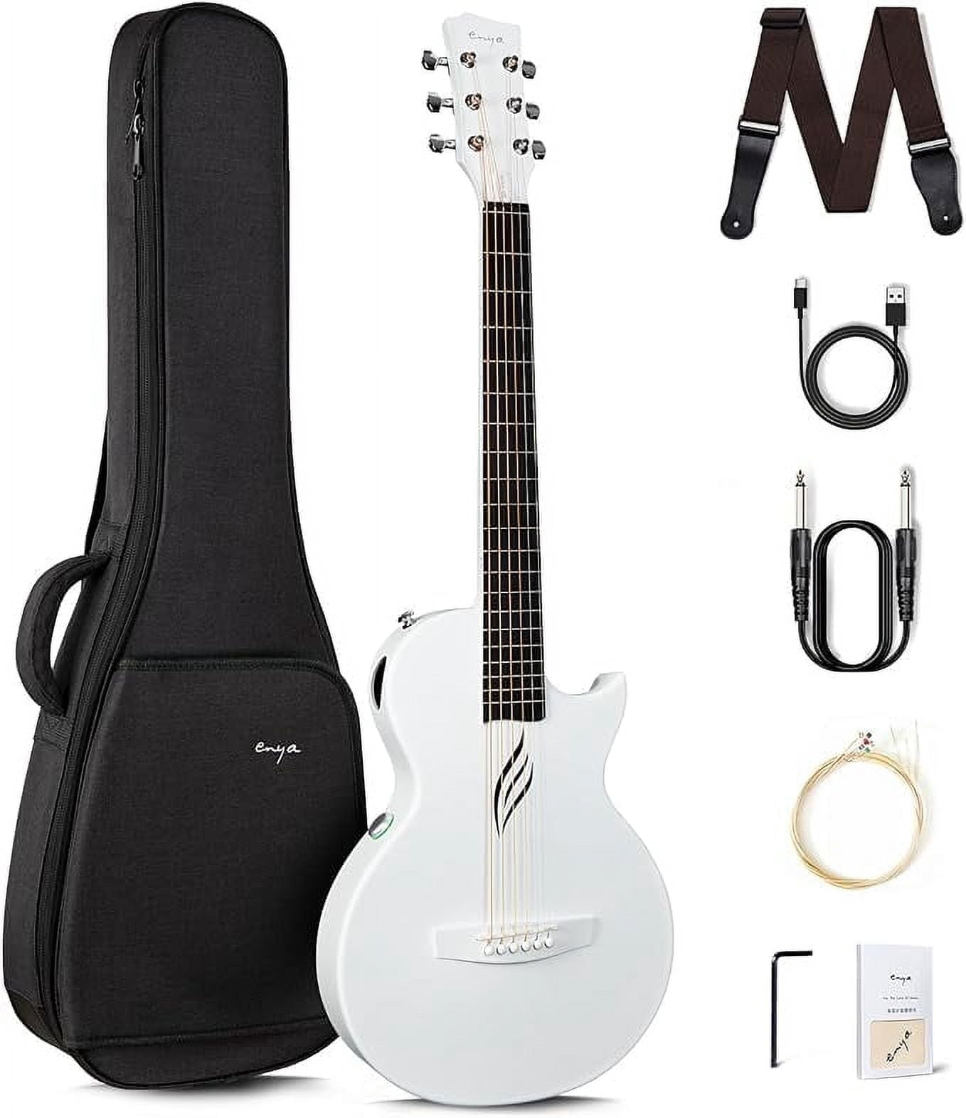 Enya Music NOVA Go SP1 Carbon Fiber Acoustic Electric Guitar with Smart AcousticPlus (White, 35 in) axg6s