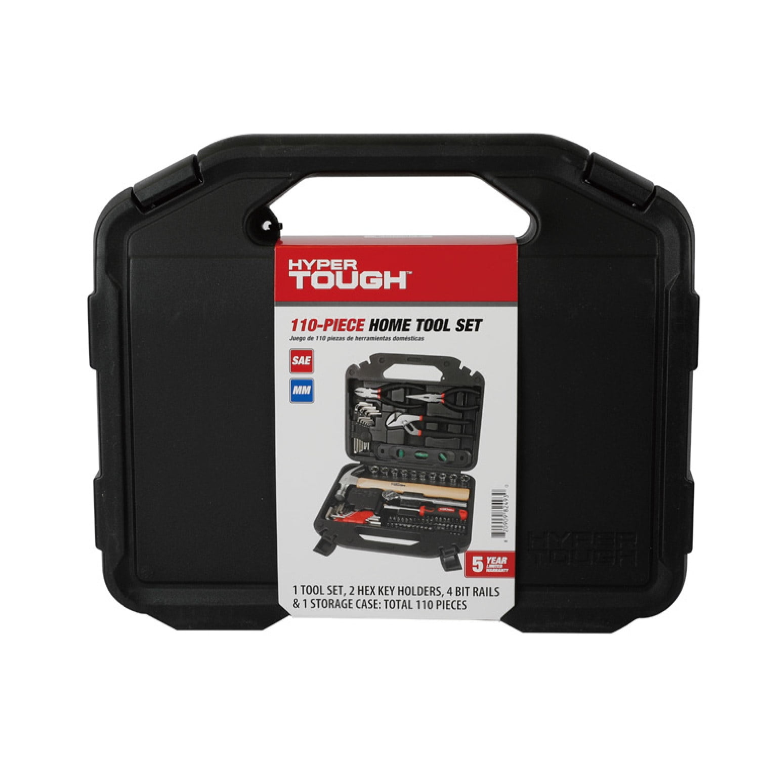 Hyper Tough 110-Piece Home Project Tool Set, Heavy-Duty DIY Repair Kit with Storage Case (Red, 110-Piece) 4lg5q