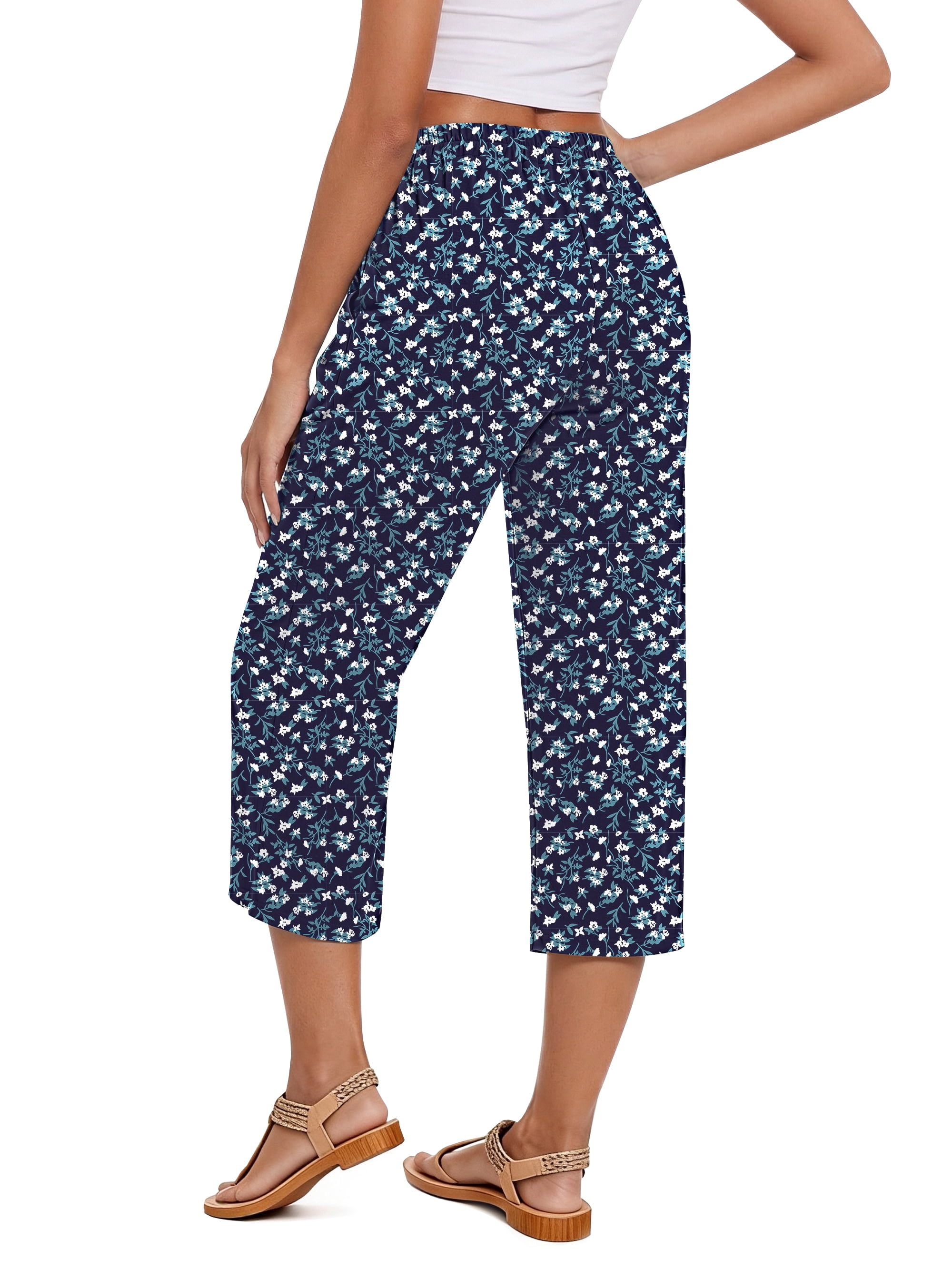 Fantaslook Womens Capri Pants Drawstring Palazzo Trousers with Pockets (Black, L) g6k8w