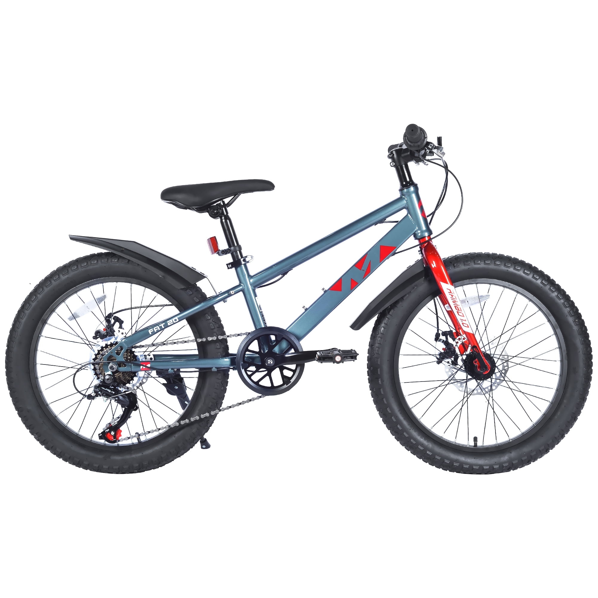 Ambifirner Fat Tire Mountain Bike, 21-Speed All-Terrain Bicycle with High Carbon Steel Frame (Grey, 20 in) robd2