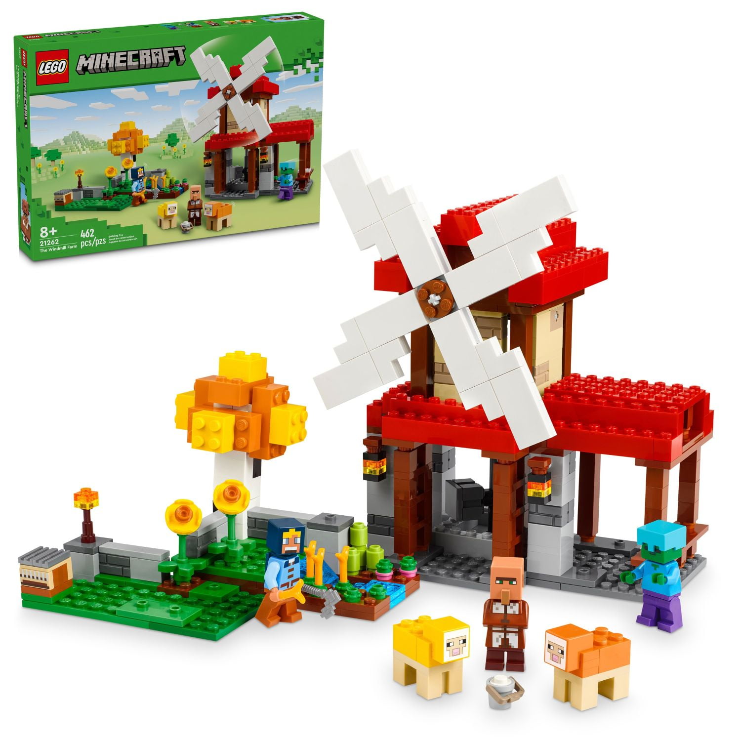 LEGO Minecraft The Windmill Farm Building Set, Creative Video Game Construction Toy with Minifigures (462 Pieces) ngi66