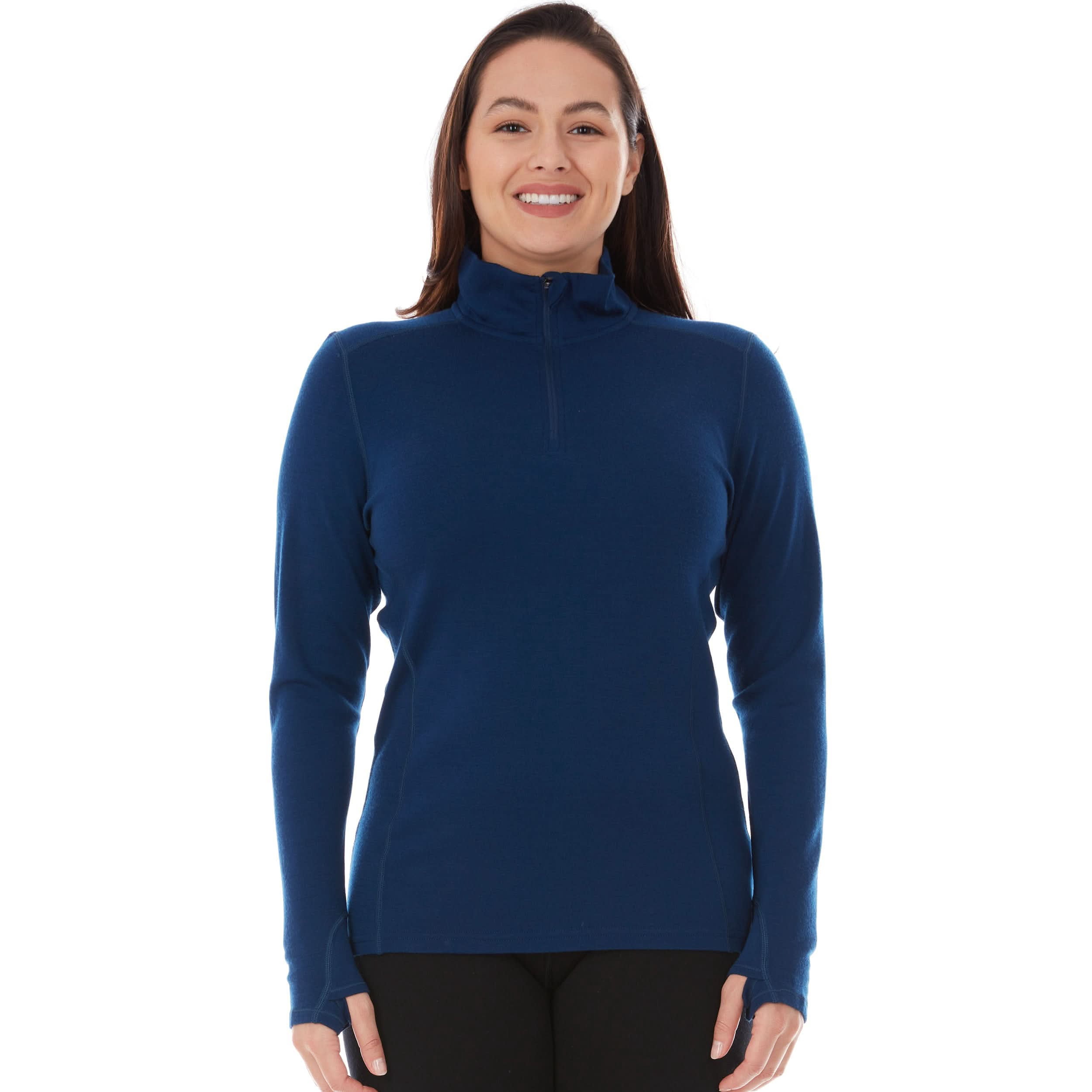 Minus33 Women's Merino Wool 1/4 Zip Midweight Base Layer (Black, Medium) hgpaf