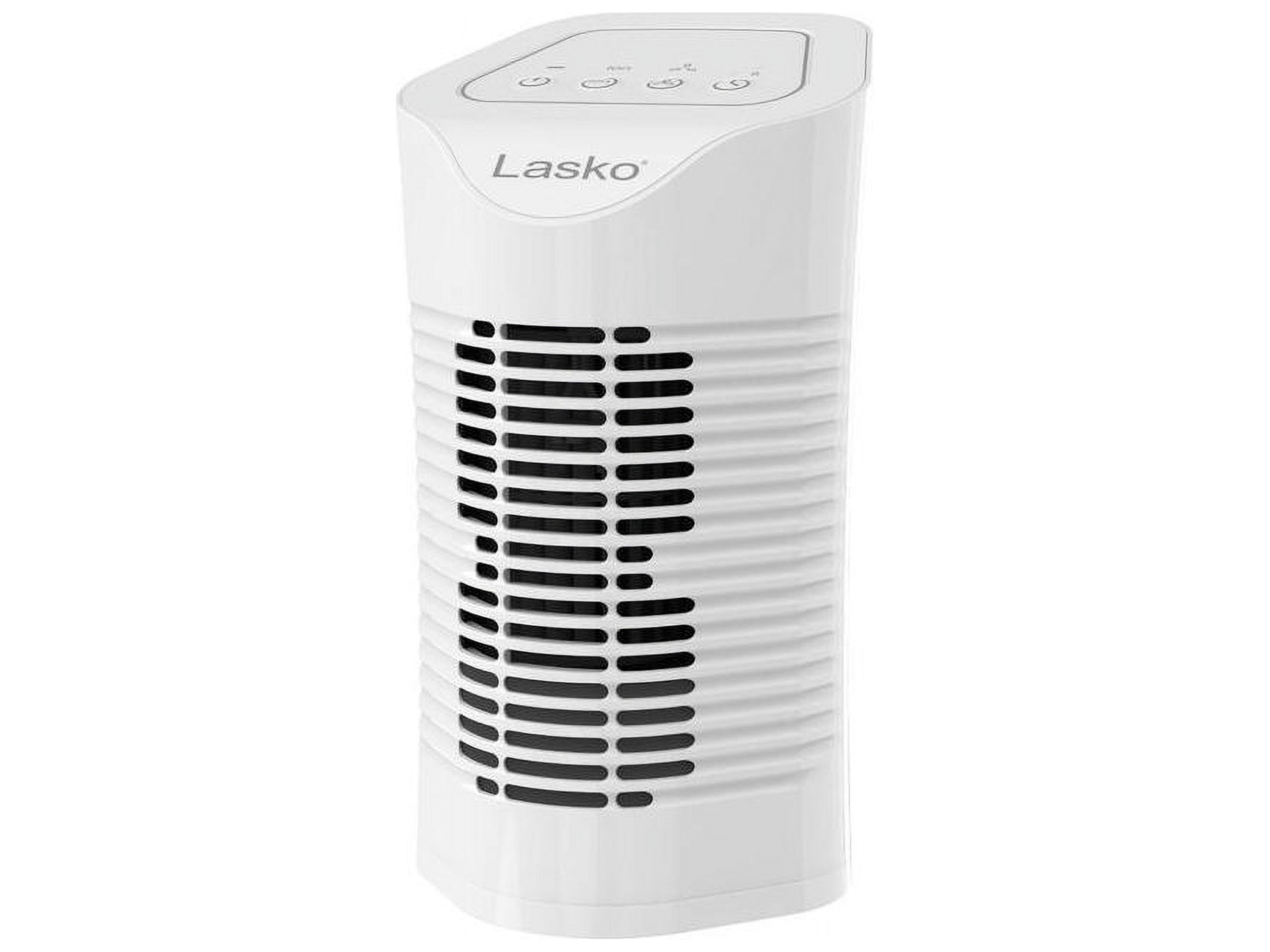 Lasko 3-Stage Desktop Tower Air Purifier with Ionizer and Timer (White, 11 in Tall) n4dt8