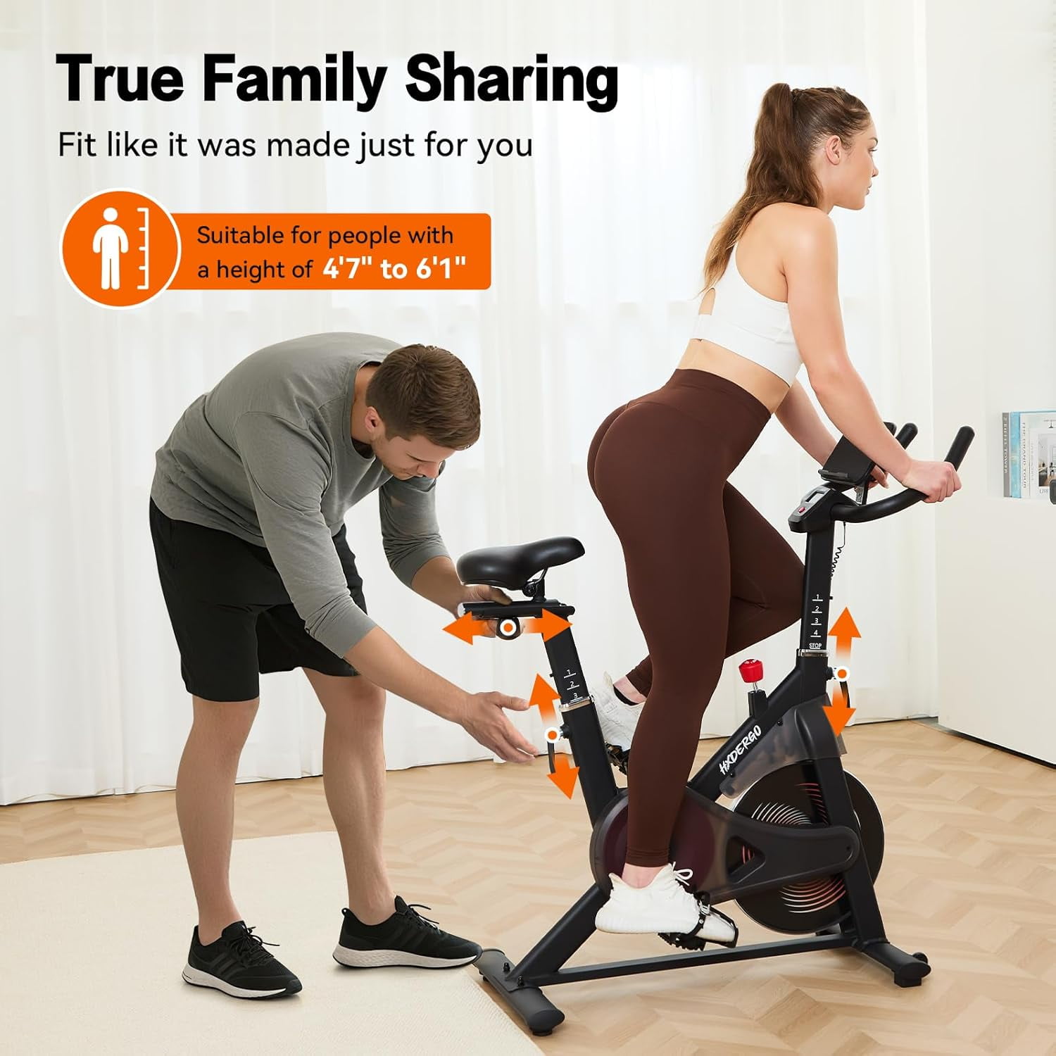HXD-ERGO Magnetic Stationary Exercise Bike for Home Cardio, Quiet Indoor Cycling Trainer with LCD Monitor and Adjustable Seat (Black, 350 lb Capacity) 9sn8t