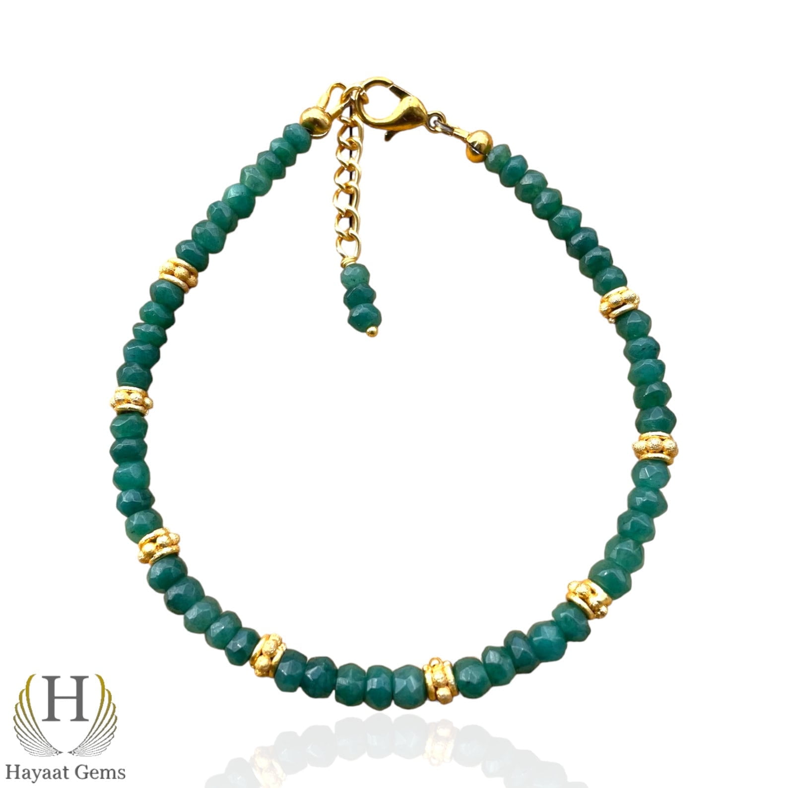 HAWD AAA Emerald Bead Bracelet Faceted Gemstone Jewelry (Green, 6-9 in) 7tnv1