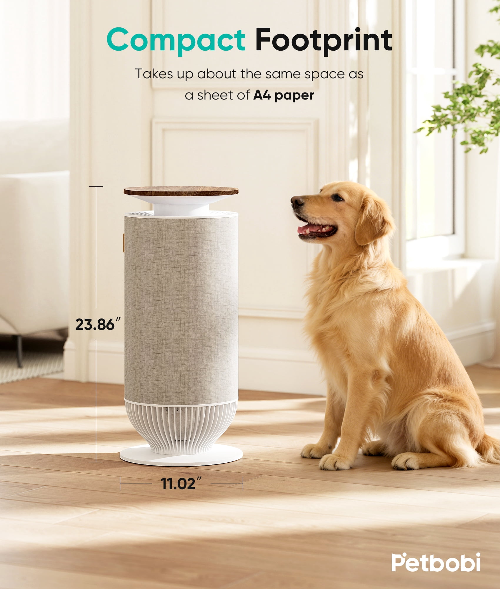 Petbobi H13 True HEPA Air Purifier for Large Rooms with Smart App Control and PM2.5 Monitor (Grey) q609q