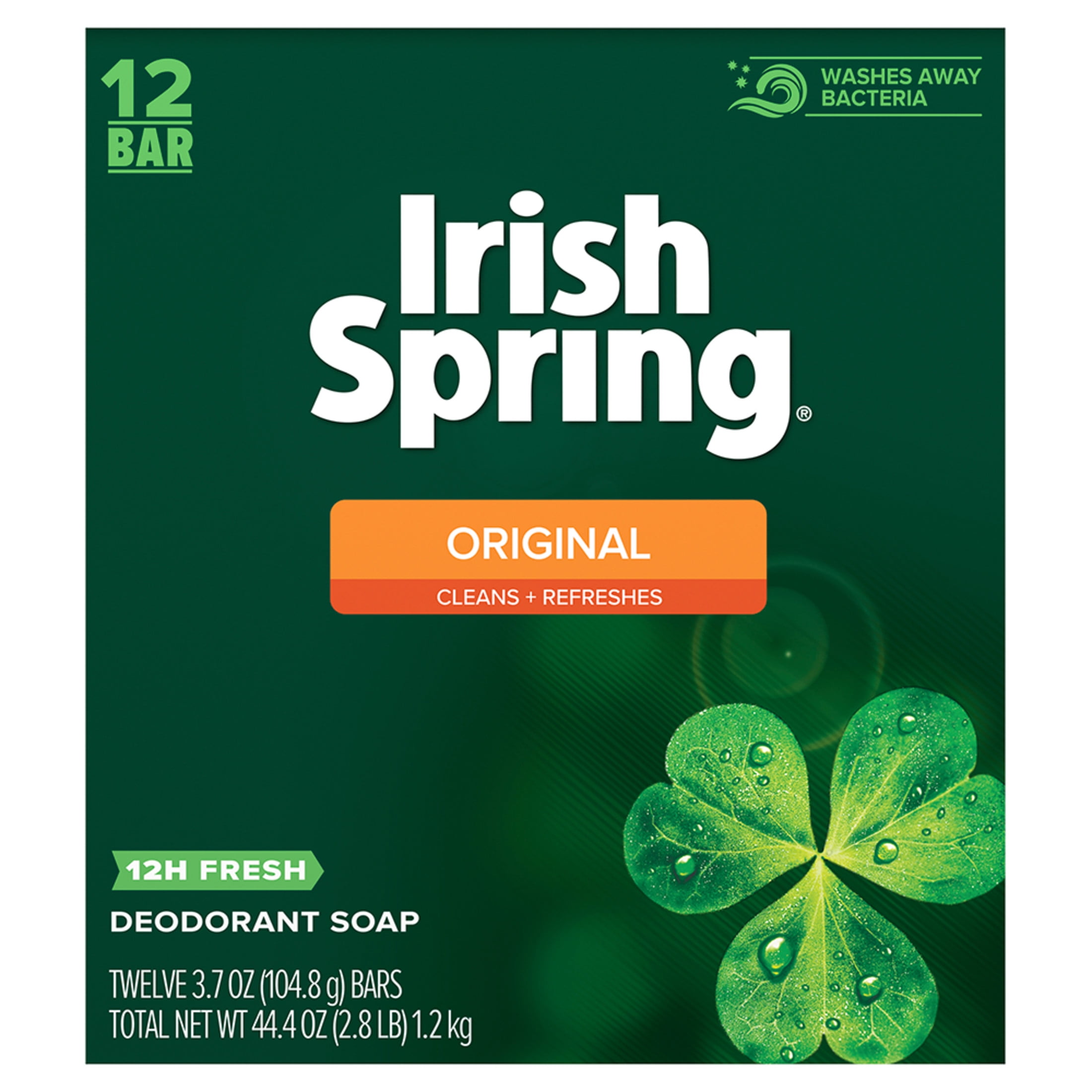 Irish Spring Original Deodorant Bar Soap, Invigorating Scent, All Skin Types (Green, 12 Pack of 3.7 oz Bars) rfz7c