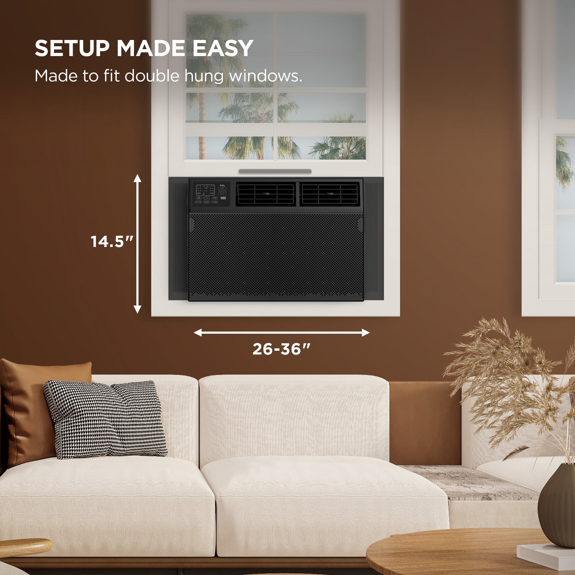 TCL 8,000 BTU Smart Window Air Conditioner, 3-in-1 AC, Fan & Dehumidifier with App & Voice Control (Black, 250 Sq ft) sv9nk