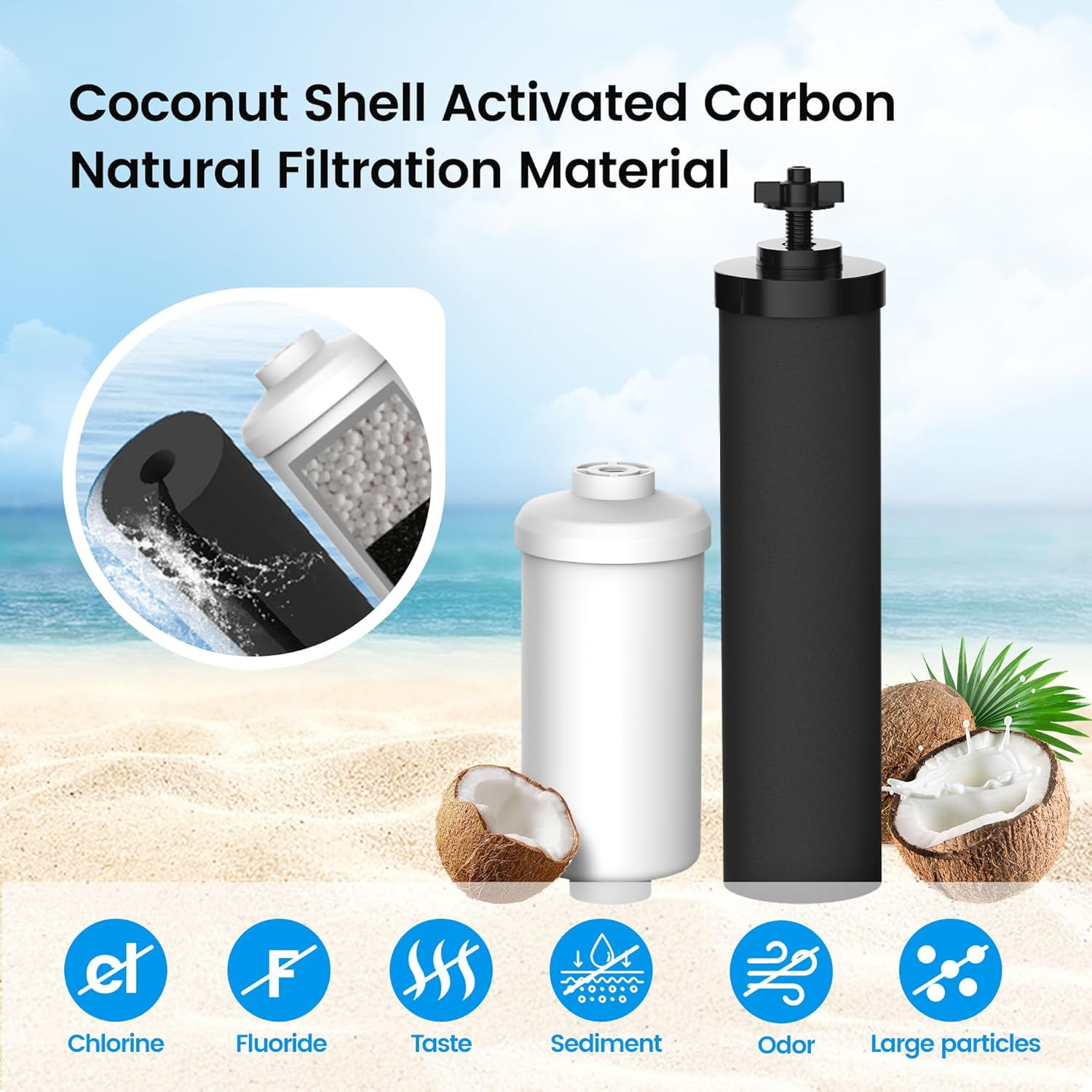 FilterLogic Gravity Water Filter Replacement Set for Berkey Systems (Black, 2-Pack) ytksf