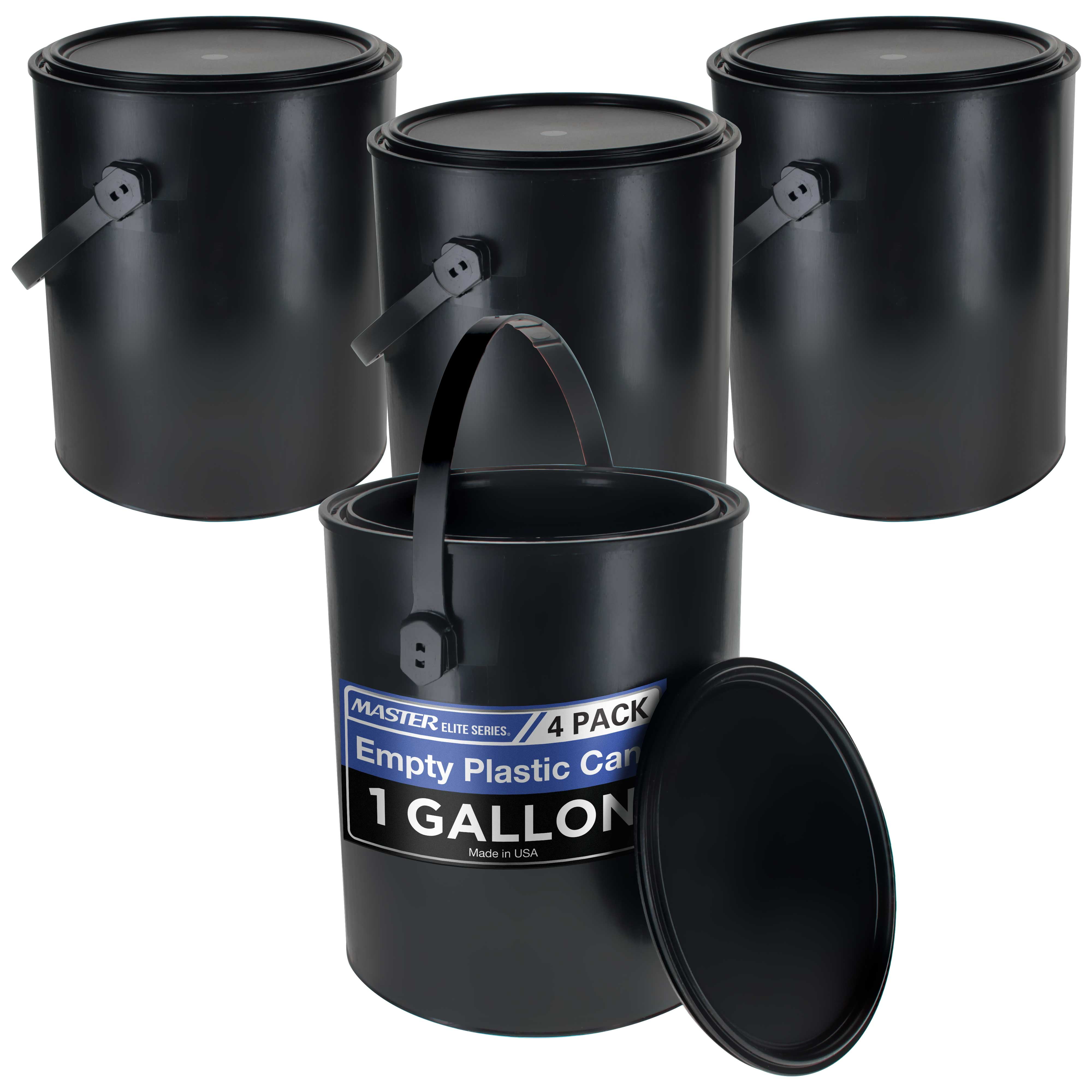 Master Airbrush 1 Gallon Plastic Paint Storage Pail with Airtight Lid (Black, 128 fl oz, 4 Pack) g4mxo