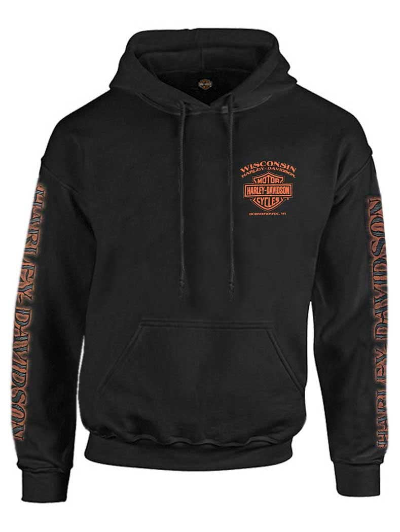 Harley-Davidson Men's Eagle Piston Long Sleeve Pullover Hoodie (Black, S) uwyze