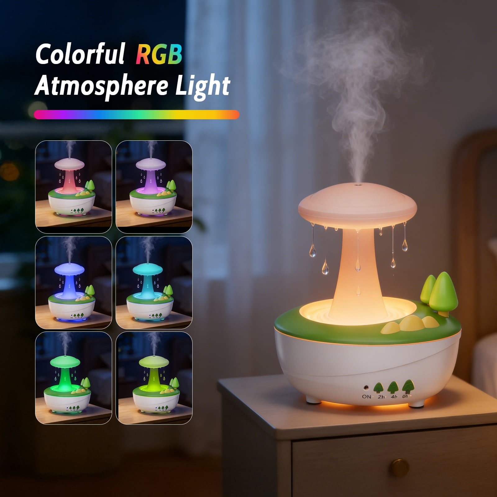 Fimilo Raindrop Essential Oil Diffuser, Ultrasonic Humidifier with White Noise & LED Ambient Light (White, 9.47 fl oz) iporq