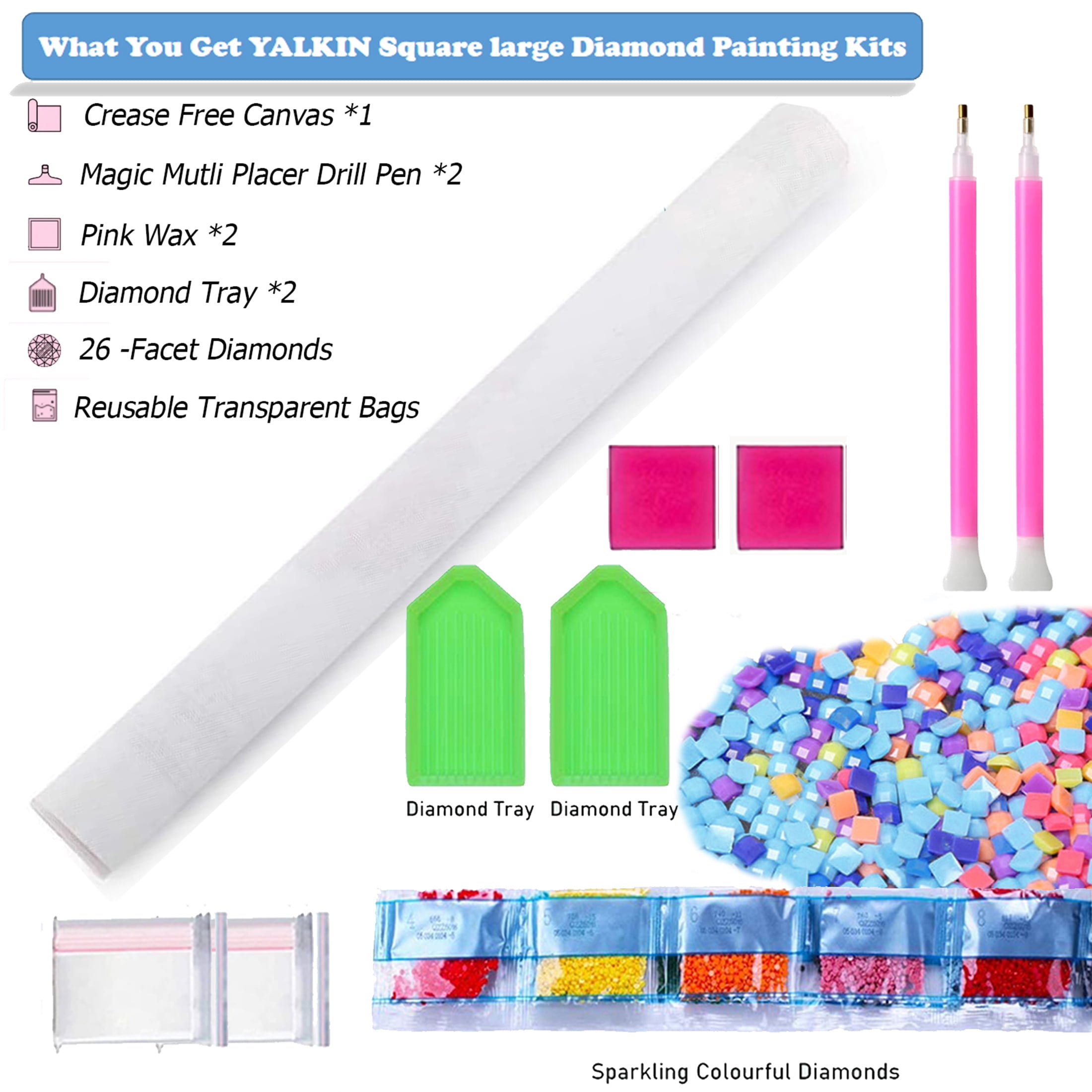 YALKIN Full Square Diamond Painting Kit for Adults (31.5 in x 11.8 in) h9fgi