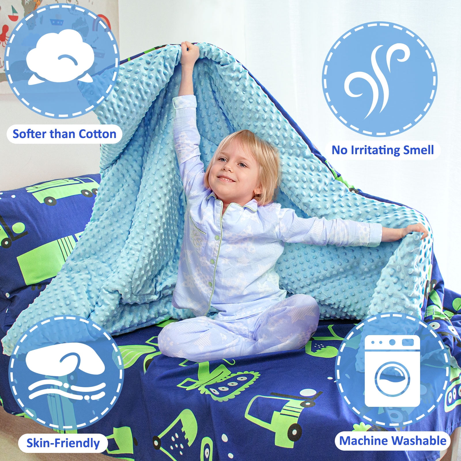 Beavtaens 4-Piece Toddler Bedding Set, Soft Breathable Comforter and Sheet Set for Boys (Green Cars, 4-Piece Set) hnq6k