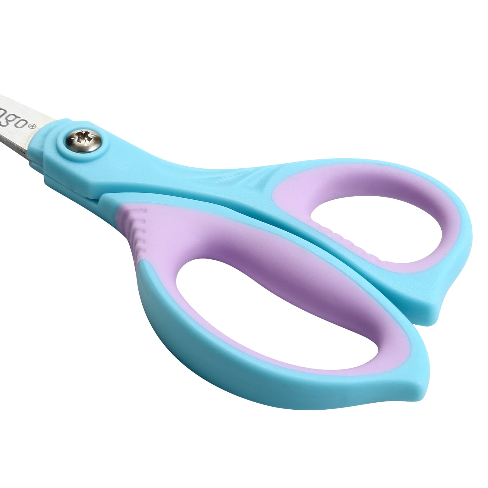 LIVINGO Safety Scissors for Kids and Crafts, Stainless Steel Blades with Rounded Tips (Multi-Color, 4-Pack, 5.5 in) h5ech