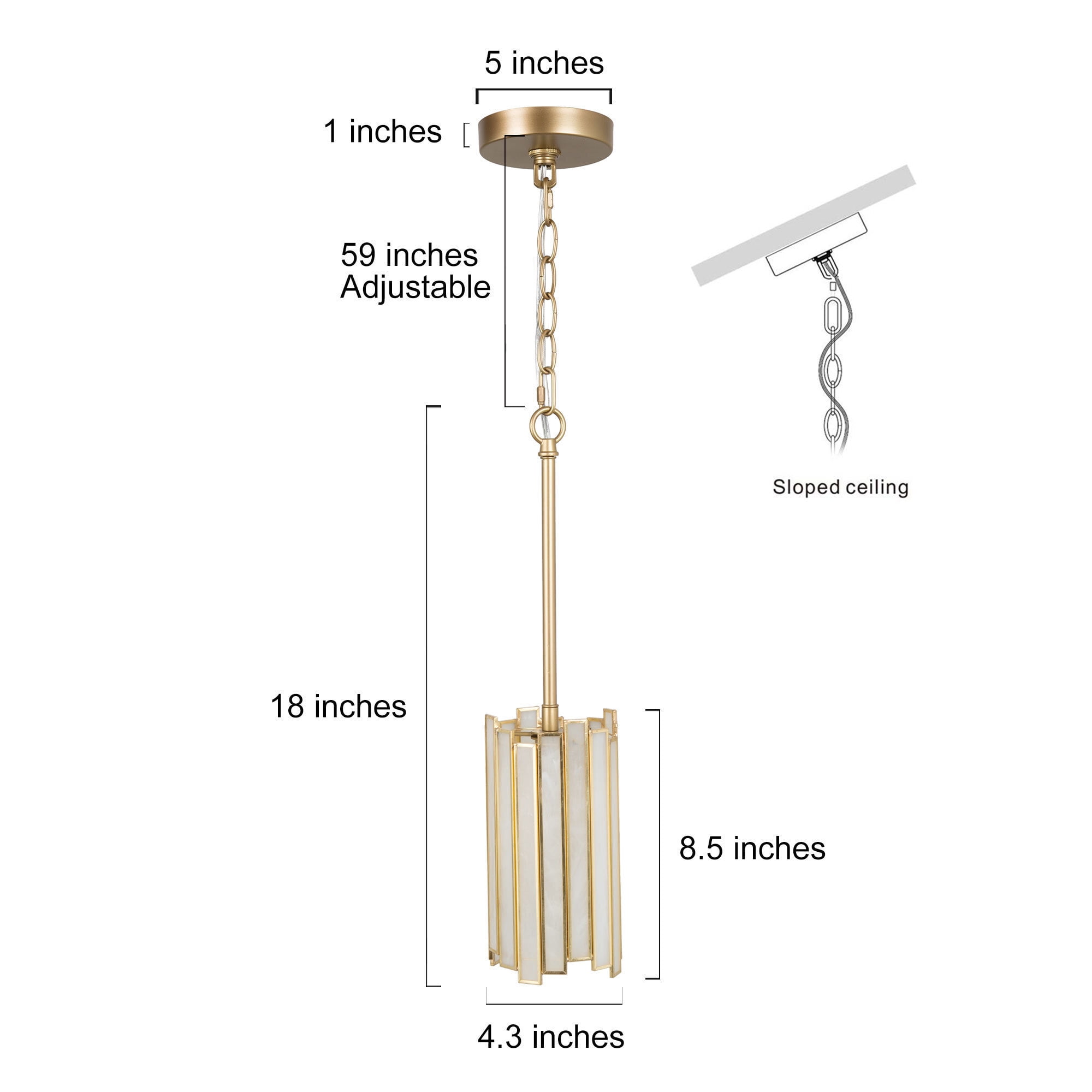 LNC 1-Light Modern Brass Gold Chandelier with Opal Glass Cylinder Shade (1-Light) p3jqb