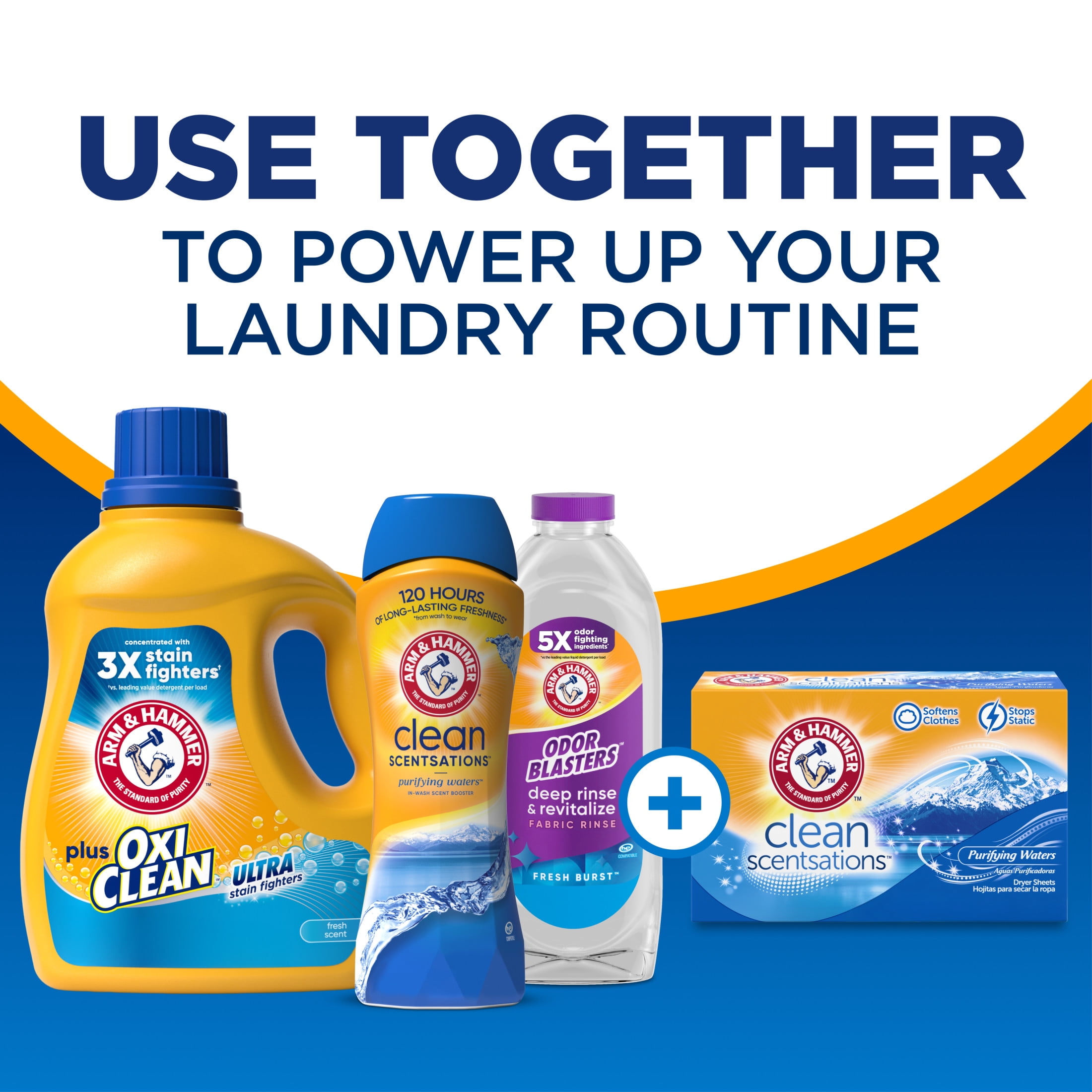 ARM & HAMMER Plus OxiClean Ultra Stain Fighters Liquid Laundry Detergent, Deep Cleaning Fresh Scent (96.2 fl oz) ifi7f