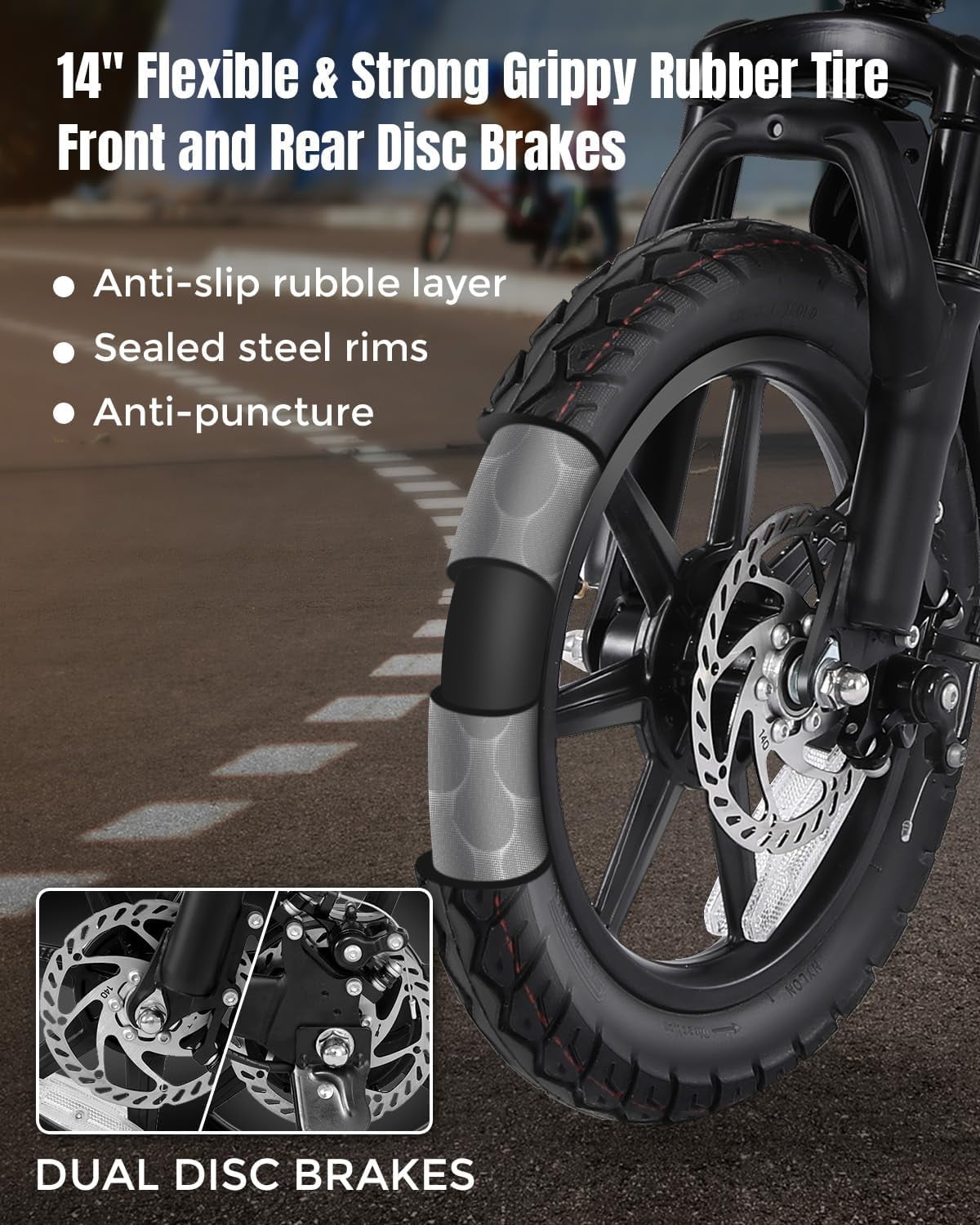 ANCHEER Peak 500W Electric Bike, Foldable Commuter E-Bike with Dual Suspension and LCD Display (Black, 14 in) hns0w
