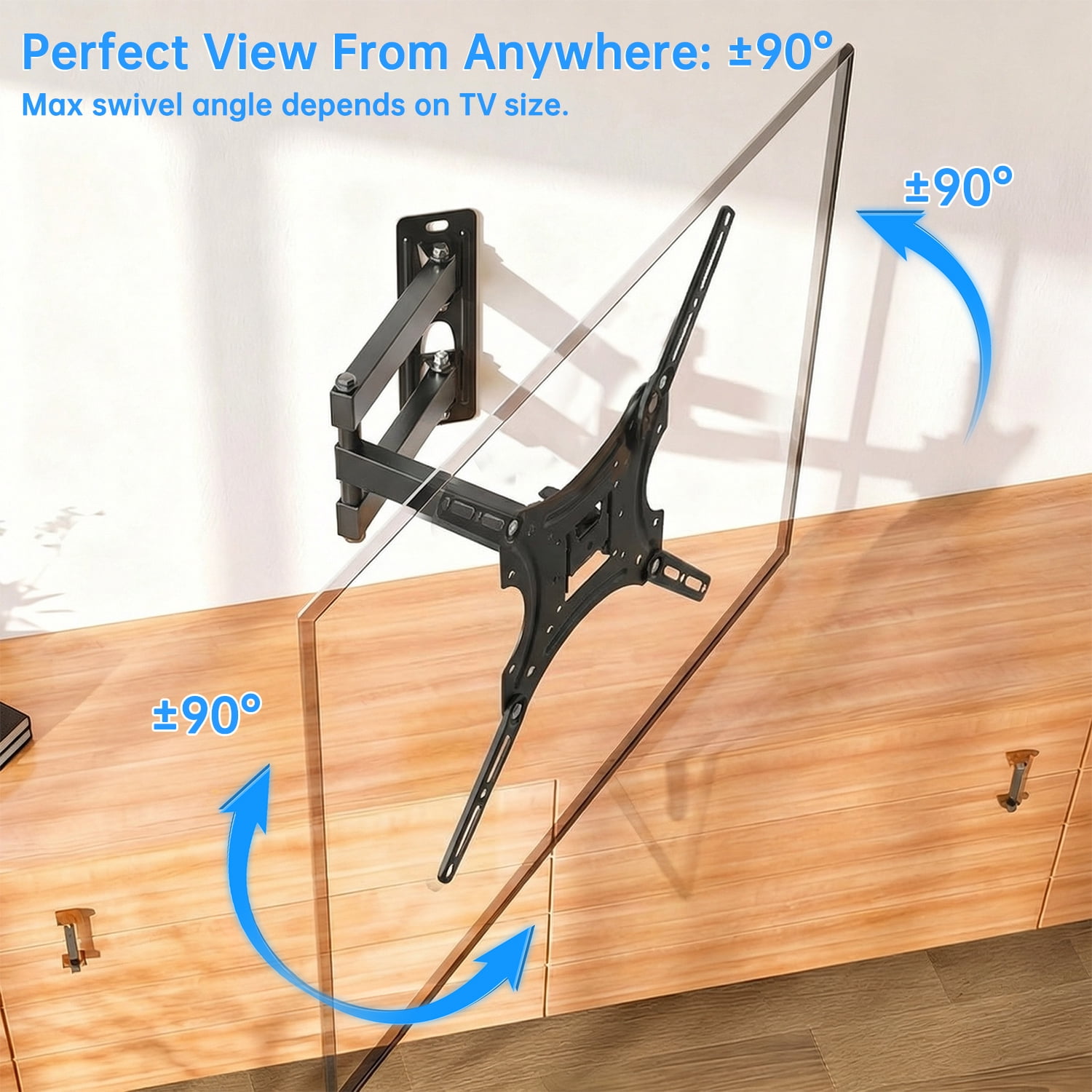 YUANYE Full Motion TV Wall Mount with Articulating Tilt Arm (Black, 14-55 in) ksxhn