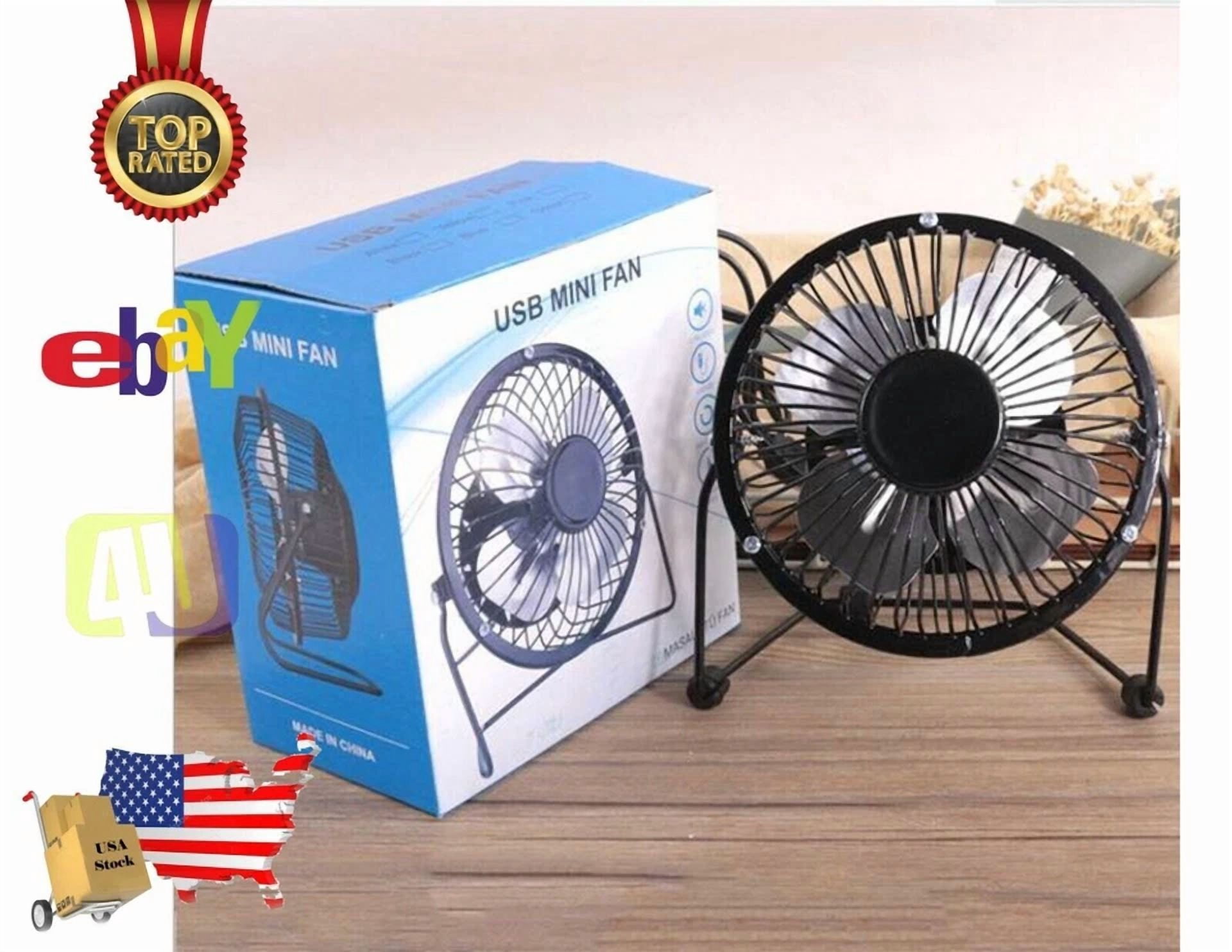 Rhea Portable USB Desk Fan Metal Personal Cooling Fan (Silver, 4 in) ycbar