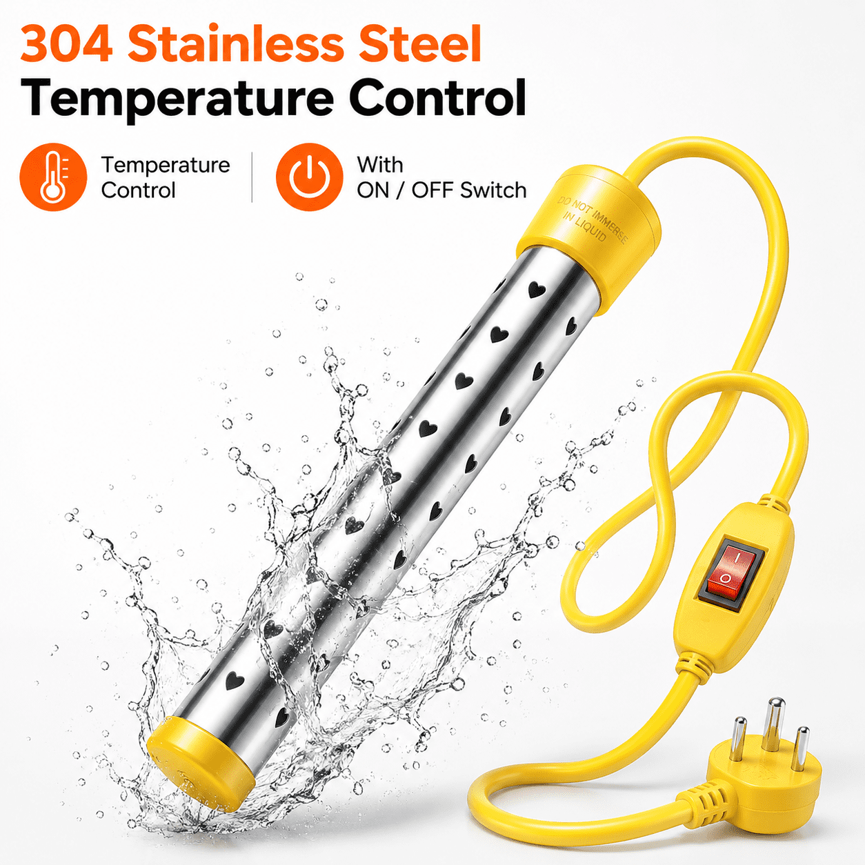 USTOP Immersion Water Heater, Portable Electric Bucket Heater with Temperature Control (5 gal) t1f05