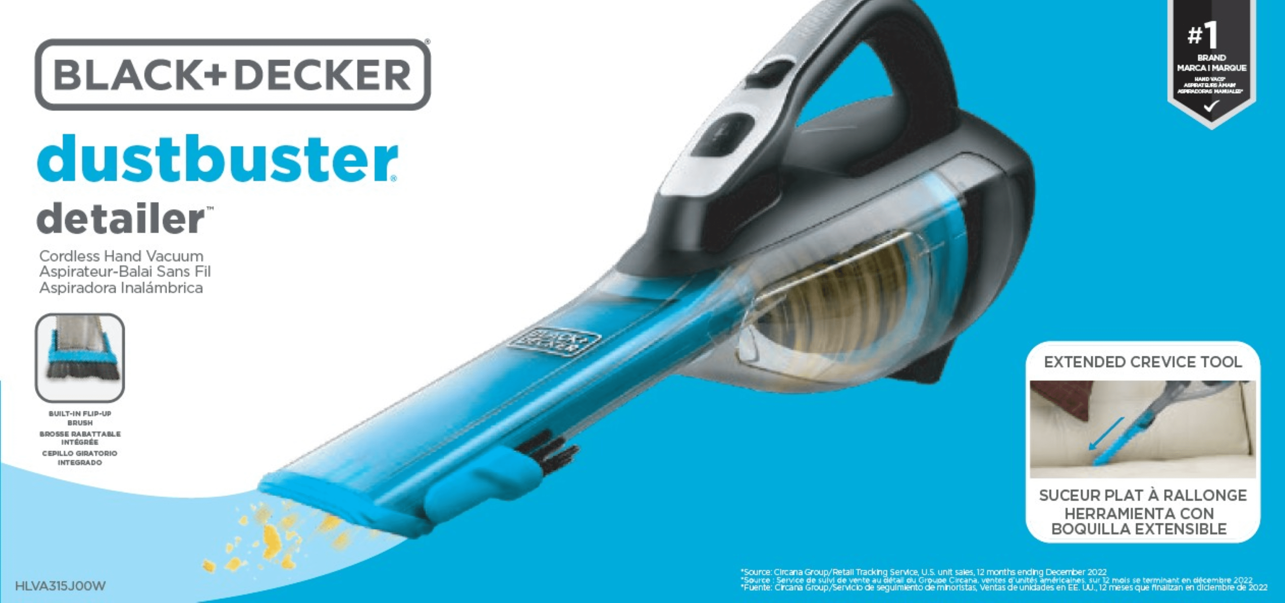 BLACK+DECKER Cordless Handheld Vacuum, Detailer Dustbuster for Multi-surface Cleaning (Black, 1 Unit) hv8bh