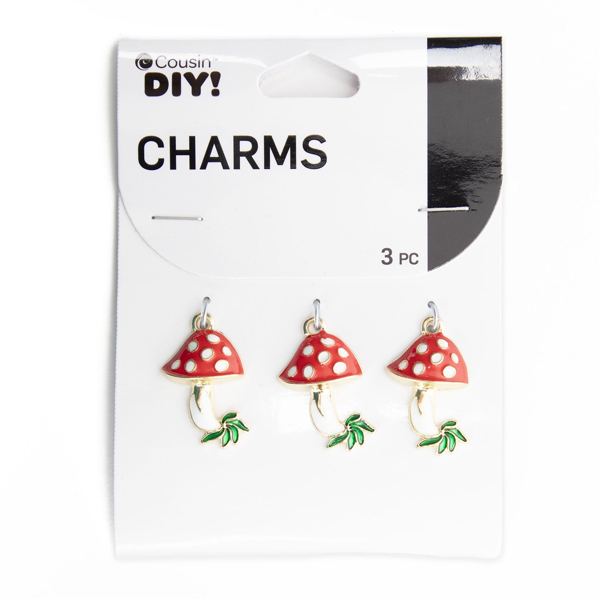 CousinDIY Enamel Mushroom Charms for Jewelry Making (Red/White, 3 Piece) grrvb