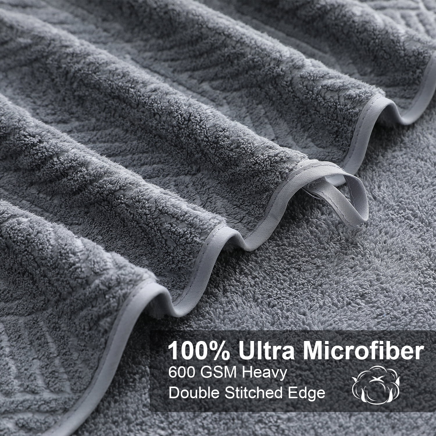 Green Essen Oversized Bath Towel Set, Highly Absorbent Quick Dry Shower Sheets (Dark Grey, 4 Pack, 35 x 70 in) k65ma